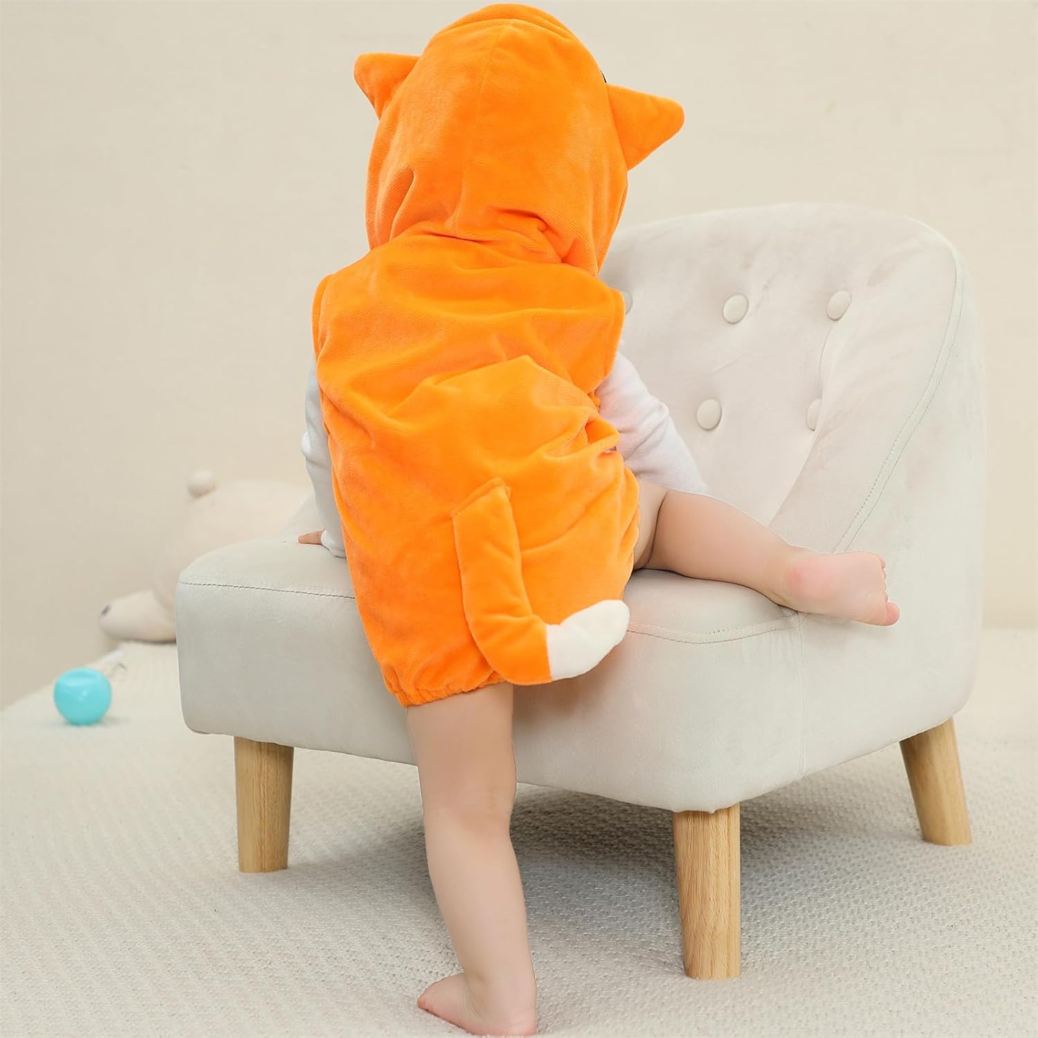 Sleeveless Unisex Baby Animals Hooded Romper for Christmas Halloween Outfits,Toddler Zip up Cosplay Costume Jumpsuit image number 1