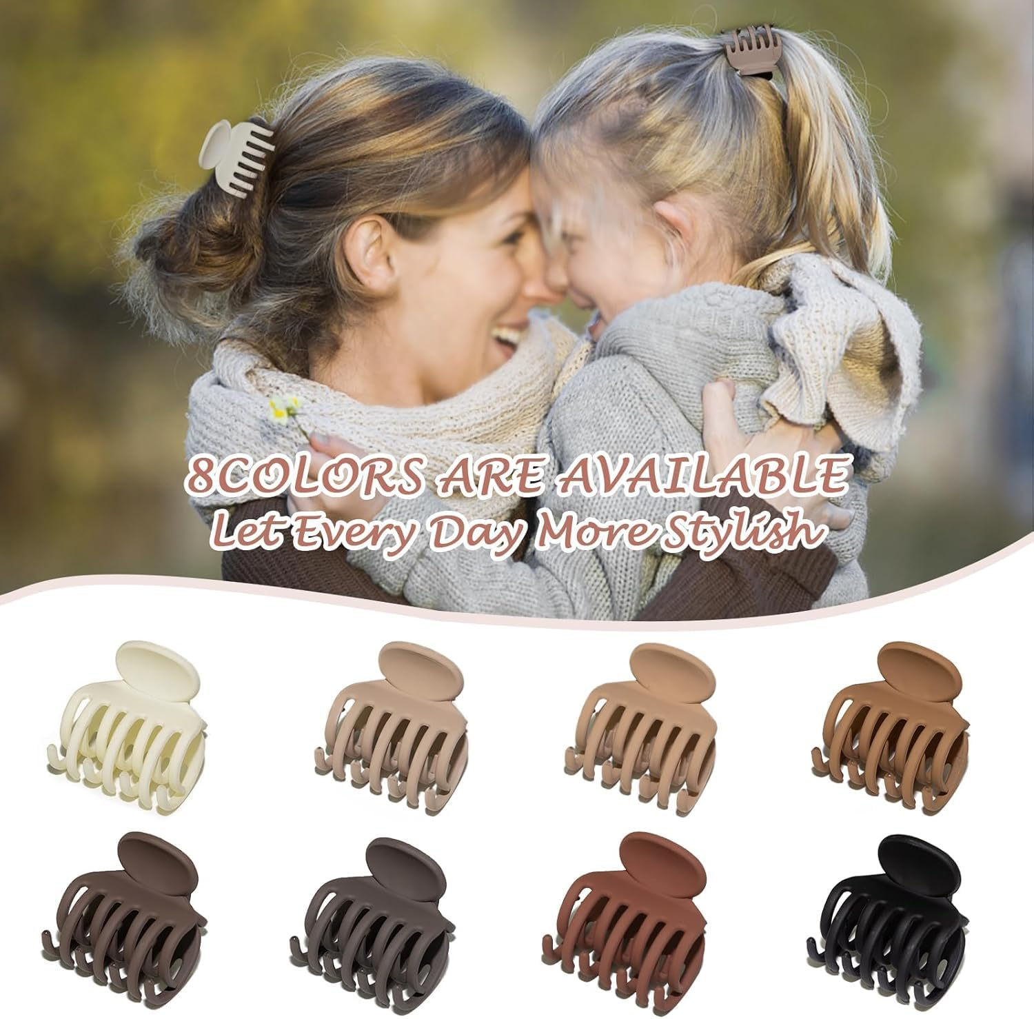 Matte Double Row Teeth Hair Claw Clips for Women, 8PCS Medium-Sized Strong Hold Non-Slip Grip for Thin and Thick Hair - Orevan image number 6