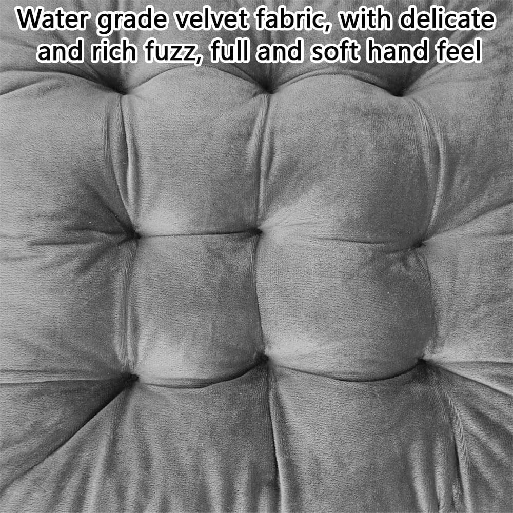 4 Pack Chair Cushions for Dining Chairs, Tufted Velvet Seat Pads with Ties, Soft Square Chair Pillows for Kitchen, Office, Desk & Living Room, Grey image number 6