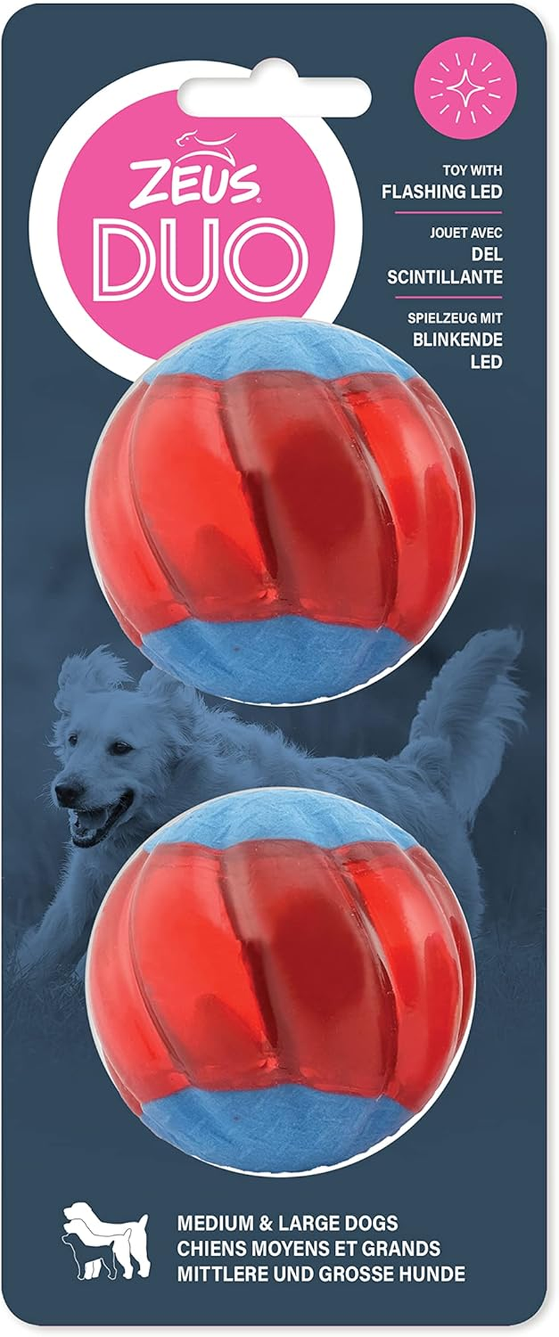 ZEUS Duo Balls with LED, Interactive Dog Toys, Small (96287)