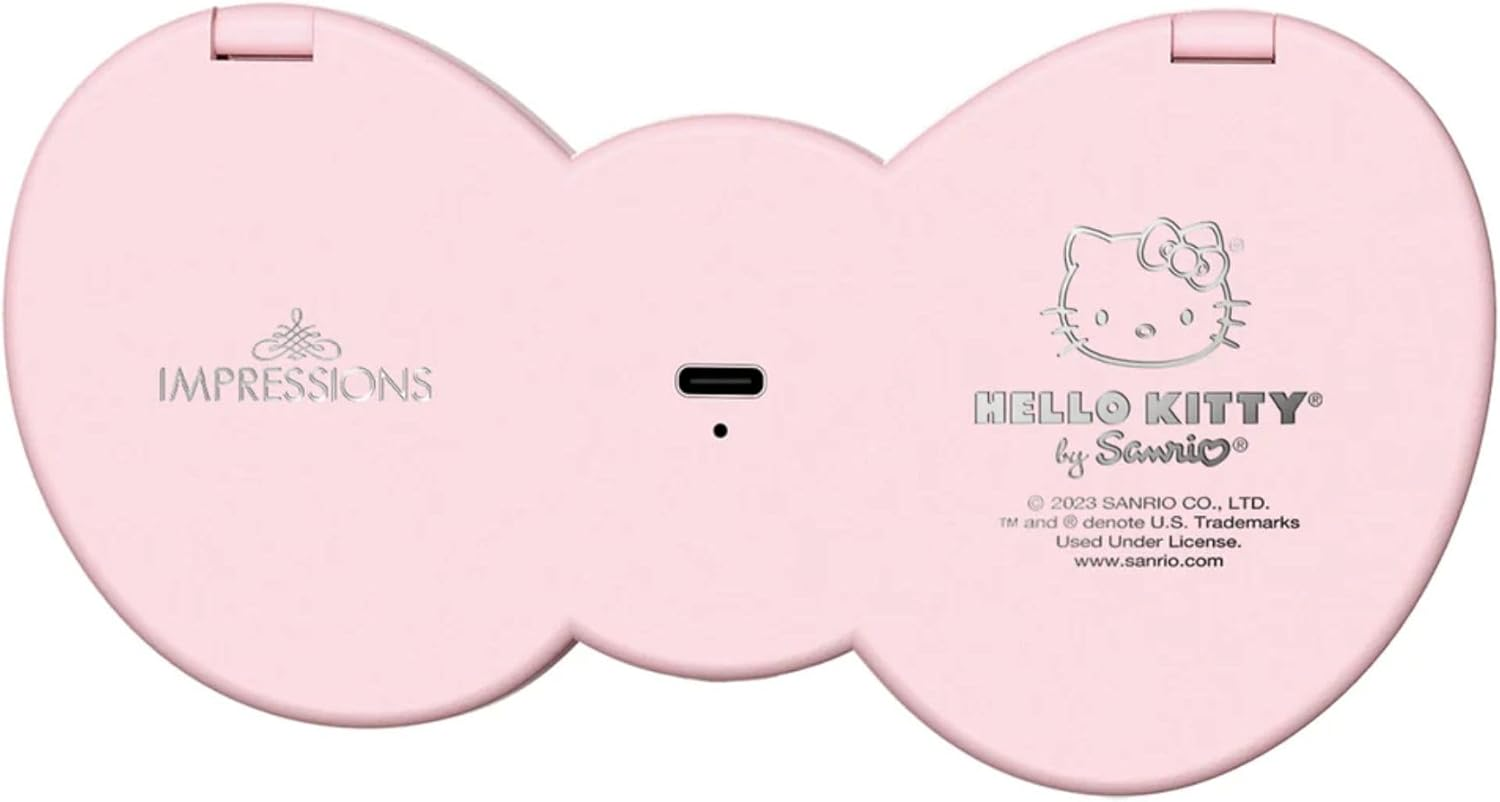 Impressions Vanity Hello Kitty Bow LED Compact Mirror, Double Sided Cute Travel Makeup Mirror, Soft Touch Button with Slide down Auto Shut off (Small) image number 4
