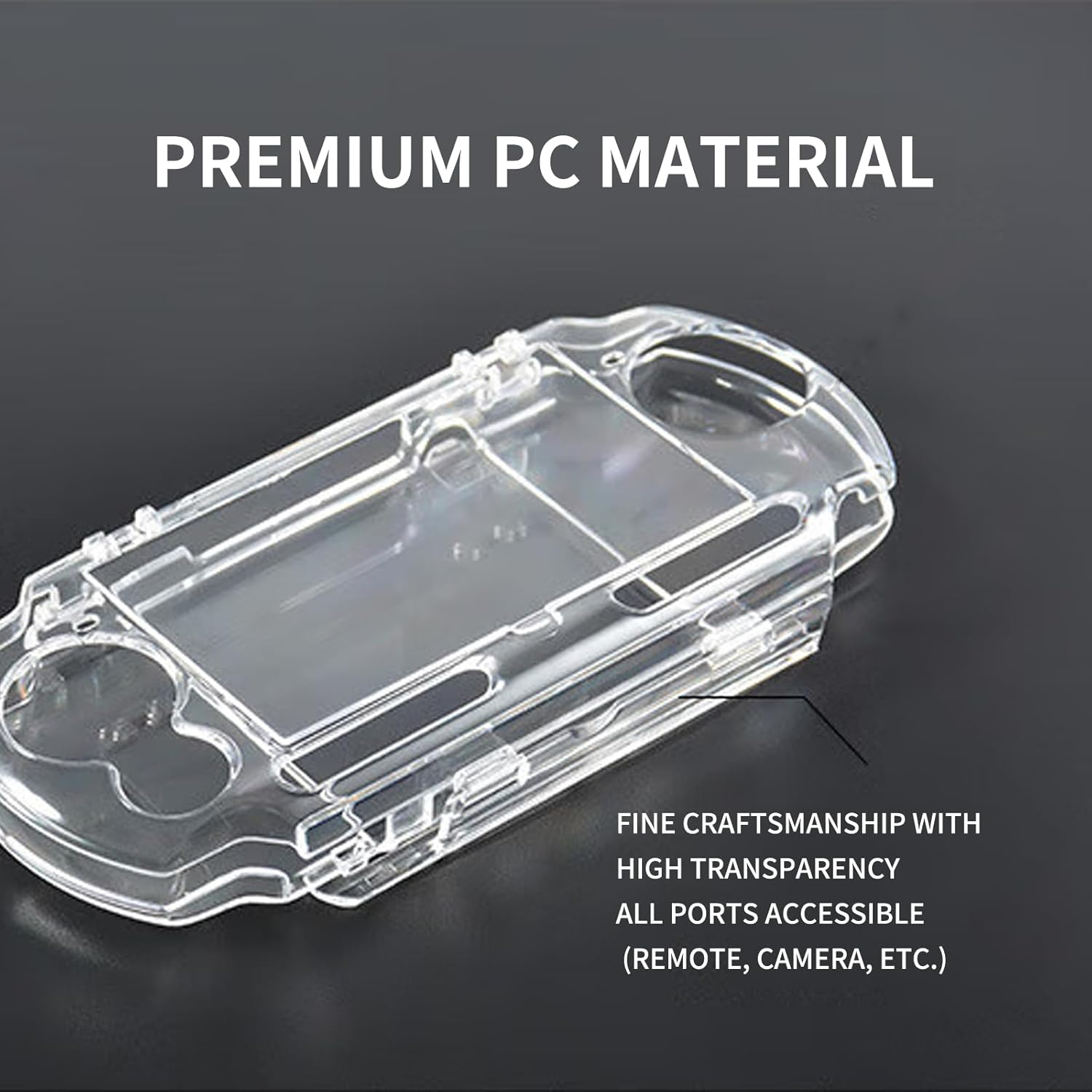 ONBPIY Clear Crystal Protective Shell Case for PSP 2000 3000 Series Hard Cover with Shock Scratch Resistant Full Housing and Movie Bracket