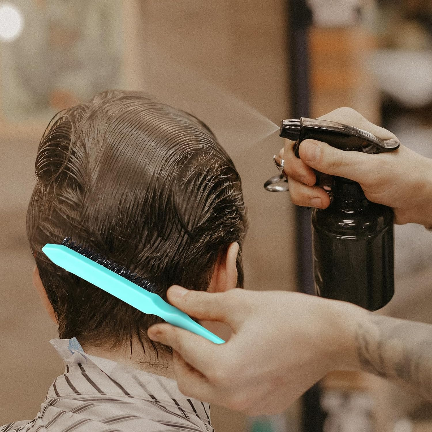 Patelai 3 Pieces Hair Styling Comb Set, Includes Hair Brush Teasing Fluffy Hair Brush, Rat Tail Comb Teasing Comb and Triple Teasing Comb for Women Back Combing Hair(Green) image number 1