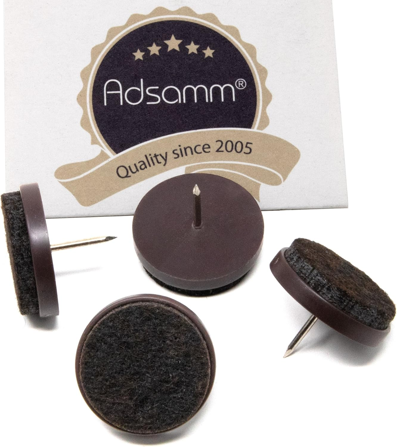 Adsamm FP-N-BR-28-4 FP-N-BR-28 Felt Pads with Nail, Brown, Diameter 28 Mm