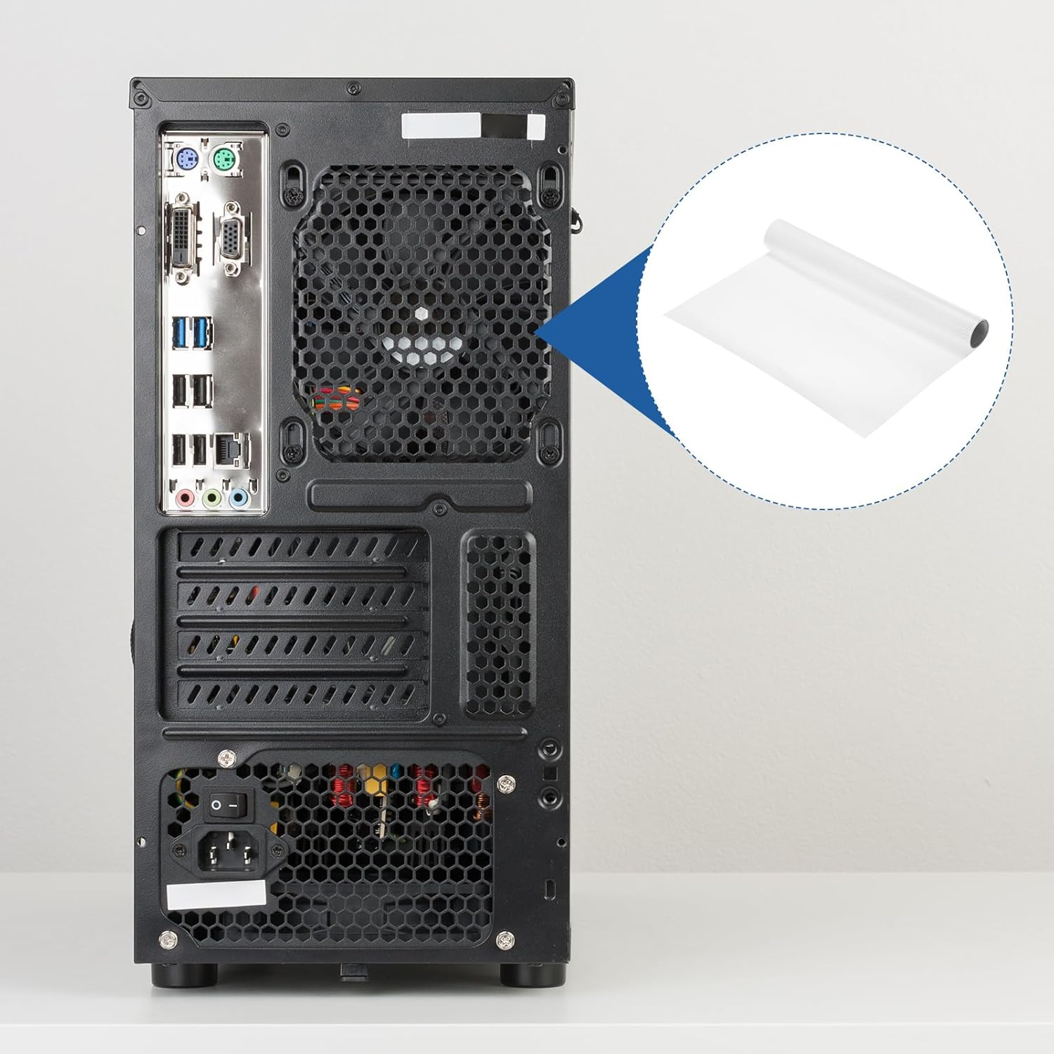 Sourcing Map PC Dust Filter Roll, 300X1000Mm PVC Computer Case Cooler Dustproof Mesh Cover Fan Grills for Computer Chassis Speakers, White image number 1