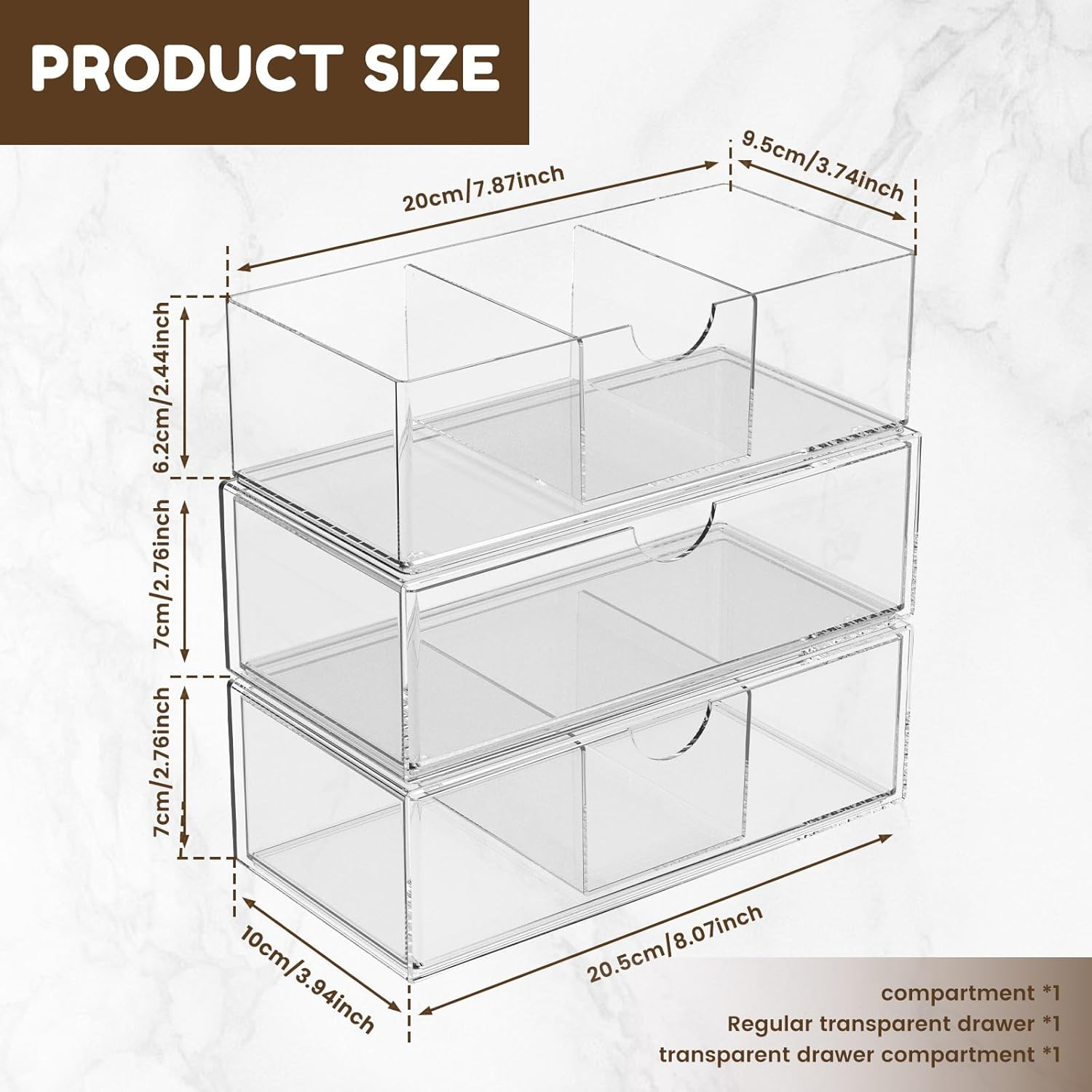 UKQRRTC 3 Pack Mirror Cabinet Organizer, anti Slip Medicine Cabinet Shelves, Clear Makeup Organizer, Sturdy Makeup Storage Holder for Bedroom image number 2