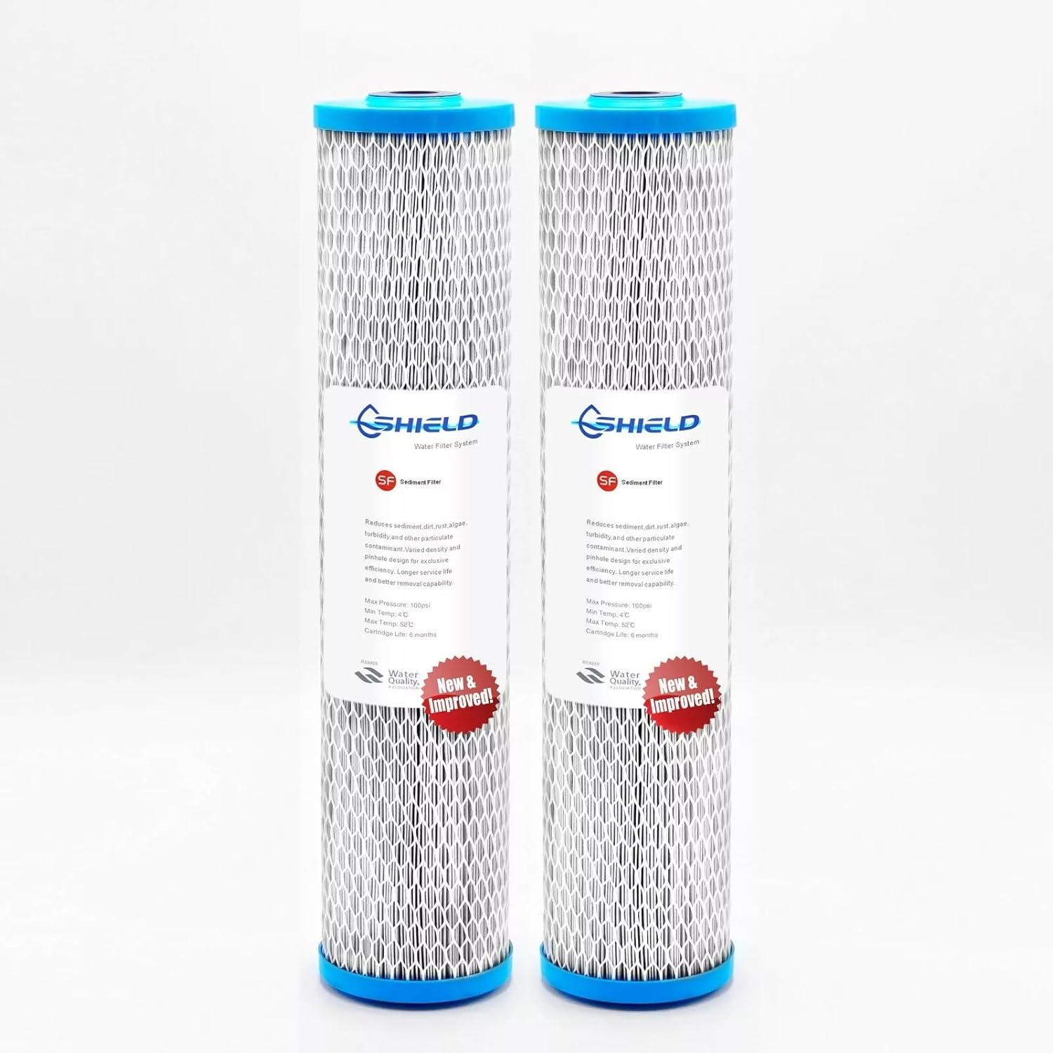 2 X 5 Micron Pleated Sediment Filter Washable 20" X 4.5" Big Blue Cartridges image number 2