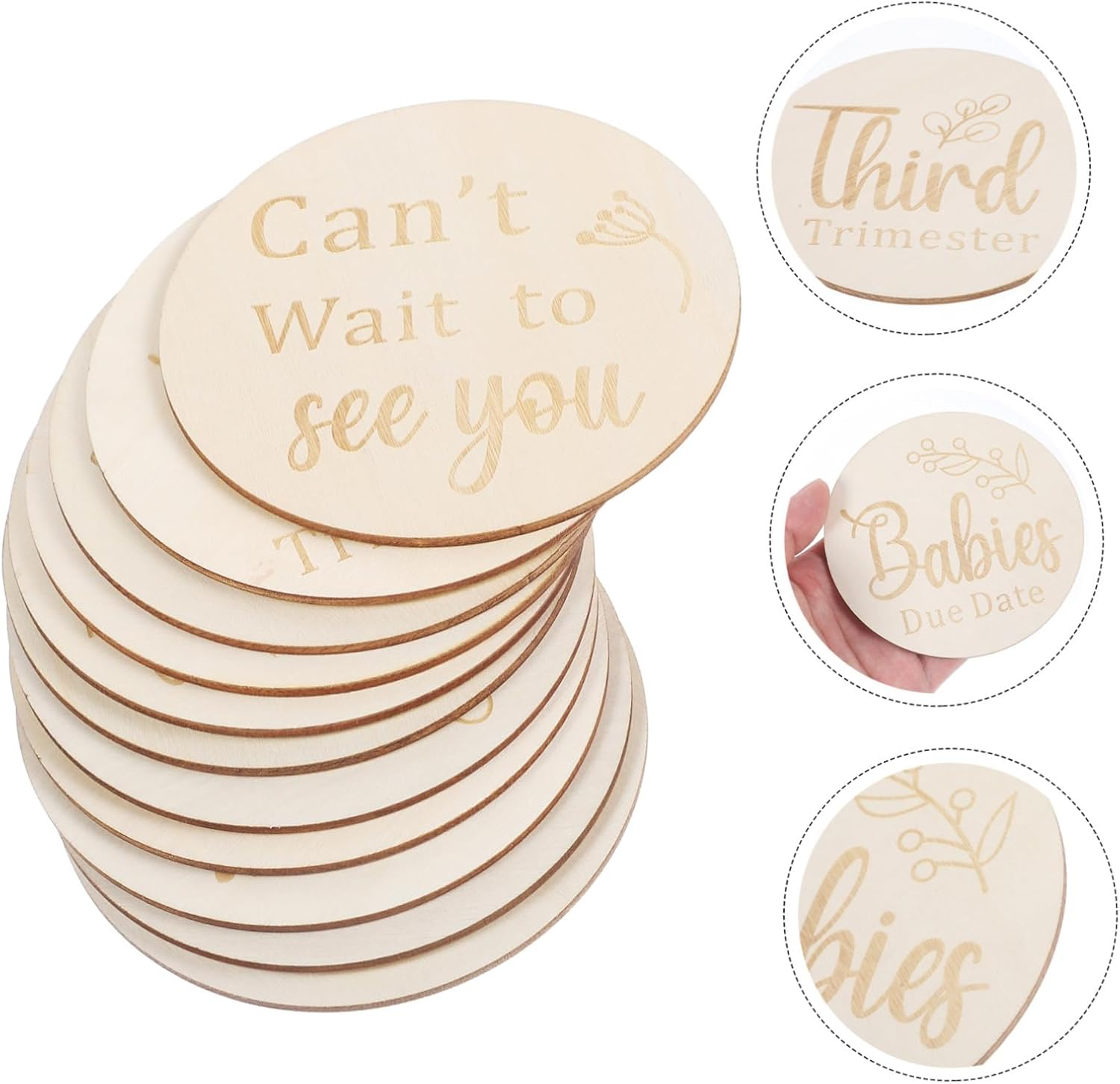 Milisten 11 Pcs Double Sided Wooden Pregnancy Weekly Milestone Discs Growth Markers Safe Smooth Finish for Newborn Photography Room Decor for Capturing Memories image number 3