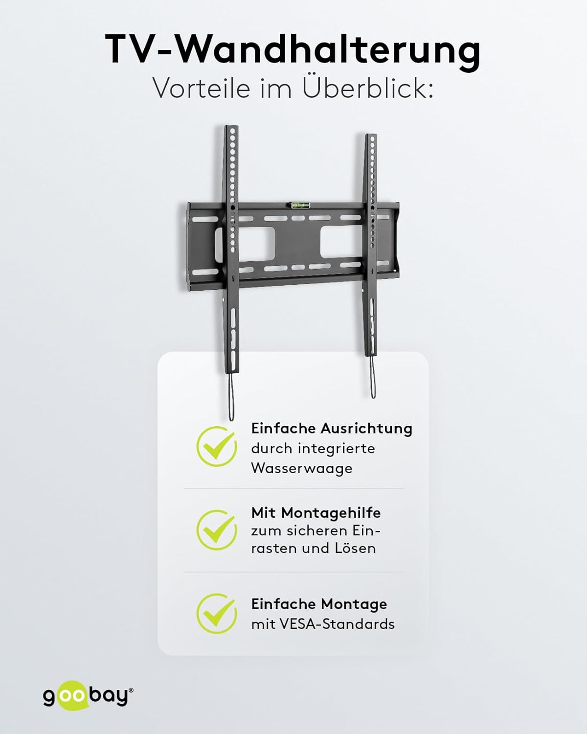 Goobay Pro Fix Wall Mount for TV Size 32-55, Black, Medium