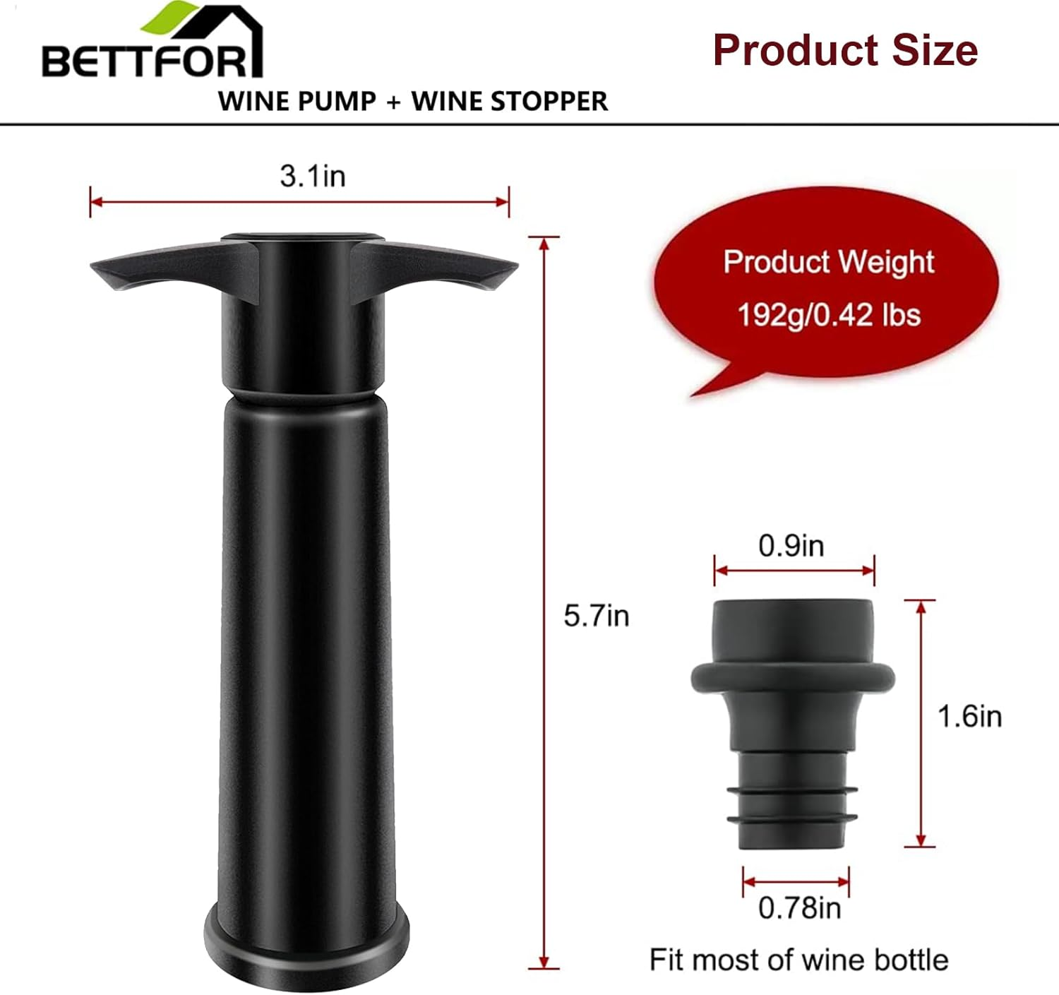 Wine Saver Pump with 4 Vacuum Wine Stoppers, Wine Bottle Stoppers with Food Grade Silicone Leak Proof Keep Fresh Suitable for All Standard Wine Bottles image number 5