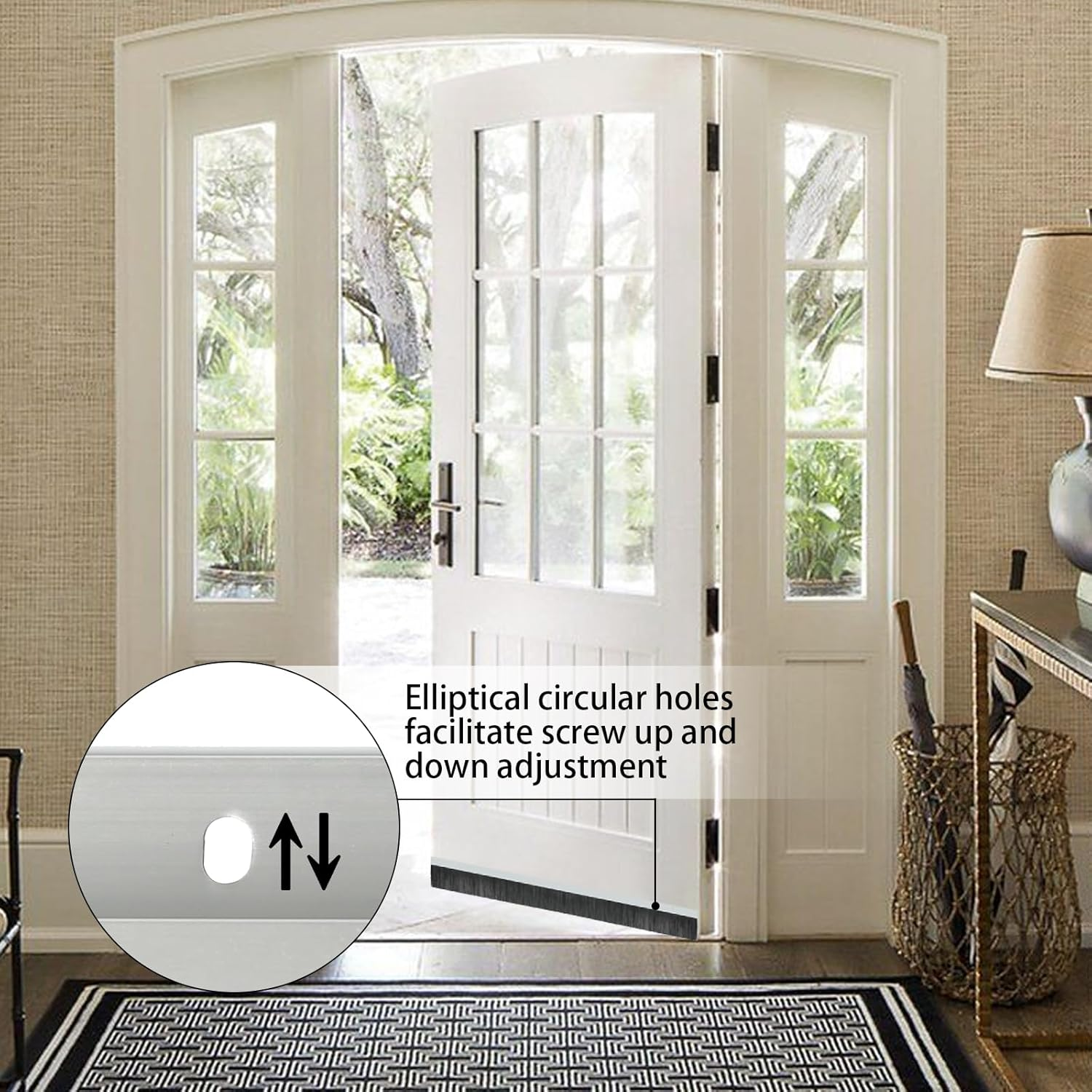 3 Pack Double Layer Garage Door Brush Seal Kit &ndash; 2.5" X 39.3" Bottom Sweep Draught Excluder Stopper &ndash; Heavy Duty Aluminum Base &ndash; Dust, Insect Proof for Roll-Up, Exterior & Industrial Use (118") image number 4