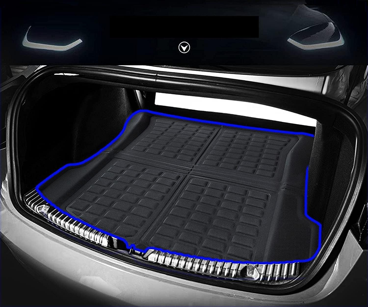 CMMCAT for Tesla Model 3 Highland XPE 3D Floor Mats 2025-2026, All Weather Floor Mats,Automotive Accessories Trunk Floor Mats & Cargo Liners & Second Row Seat Back Mats（Au RHD 8 Pcs