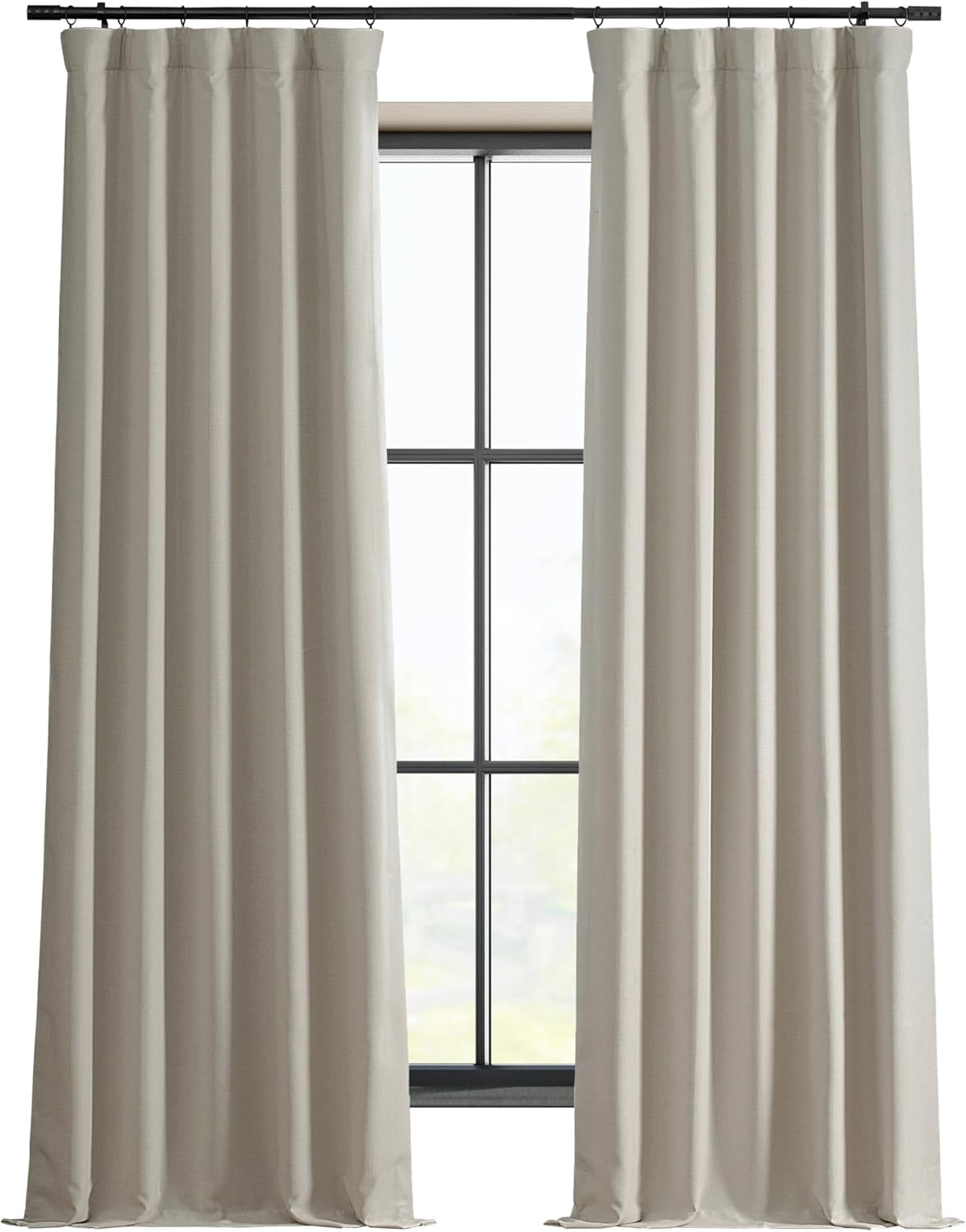 HPD HALF PRICE DRAPES Solid Thermal Insulated Blackout Curtains for Bedroom 108 Inches Long Curtain (1 Panel) Signature Blackout Linen Window Curtains for Living Room, 50W X 108L, Excursion Ivory