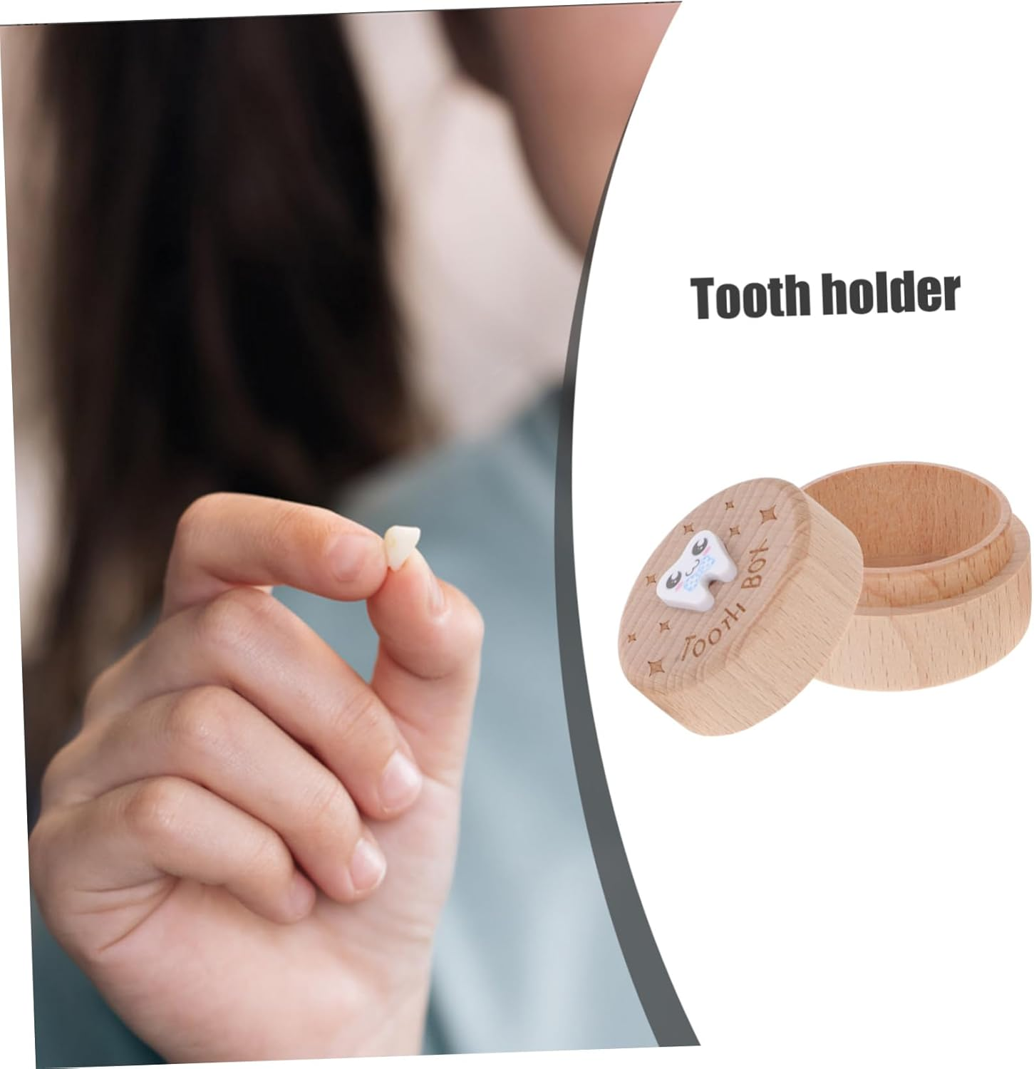 GARVALON Boy Girl Fetal Hair Box Boys and Girls Tooth Collector Wooden Storage Container