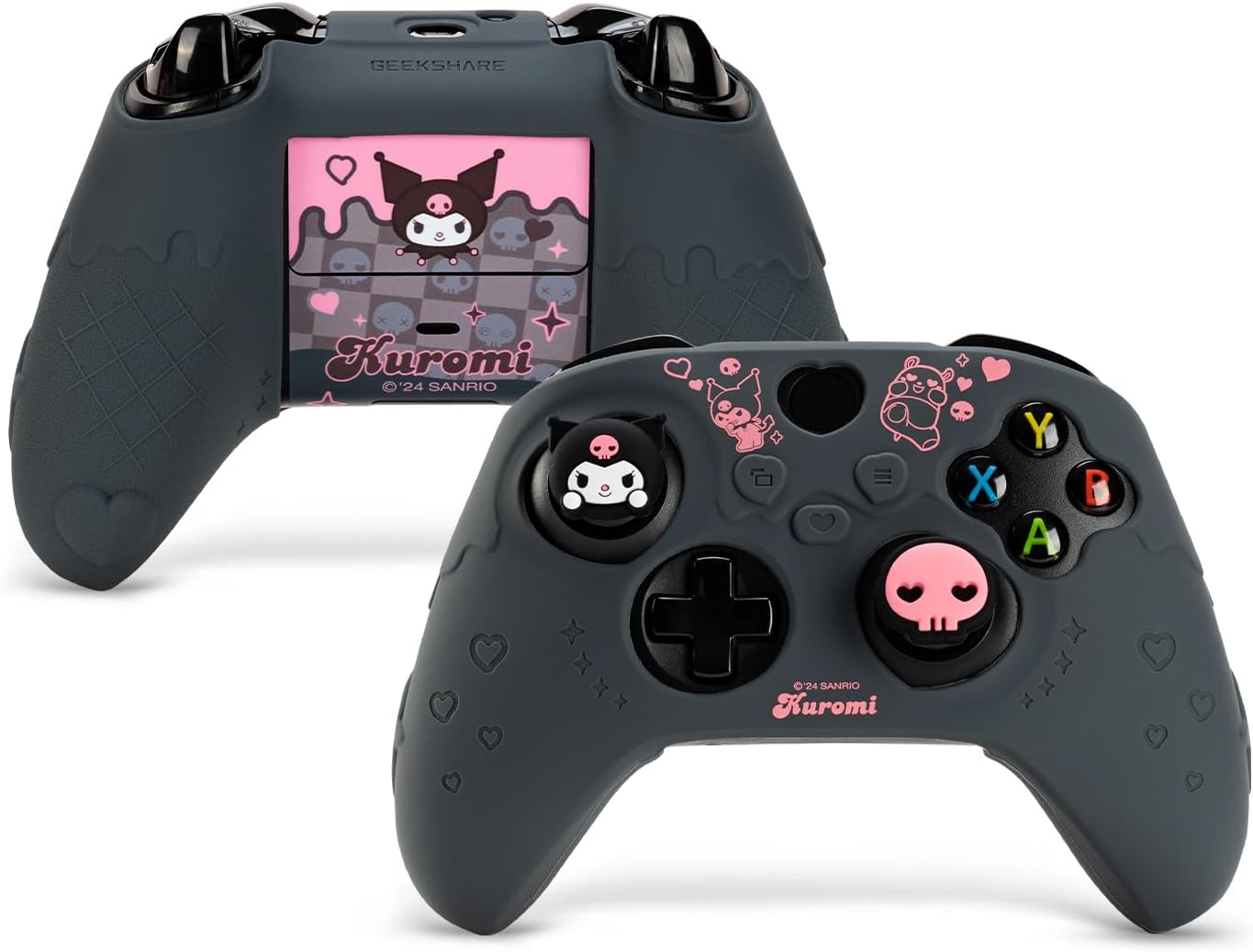 Kuitmor Cute Cover Skin for Xbox Series X Controller,Soft Silicone Protective Case,Ergonomic Protective Cover Skin Case Compatible with Xbox Wireless Controller with 2 Thumb Grip Caps (Klm-Black)