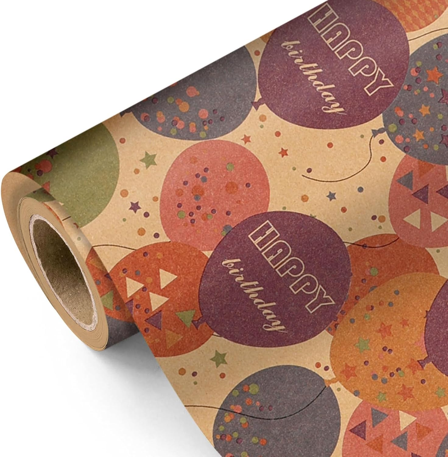 Birthday Wrapping Paper Roll &ndash; Colorful Happy Birthday Kraft Design &ndash; Thick, Wrapping Paper Birthday Gift Wrap Tear-Resistant for Gifts & Party Wrap, 43Cm Wide X 10M Long