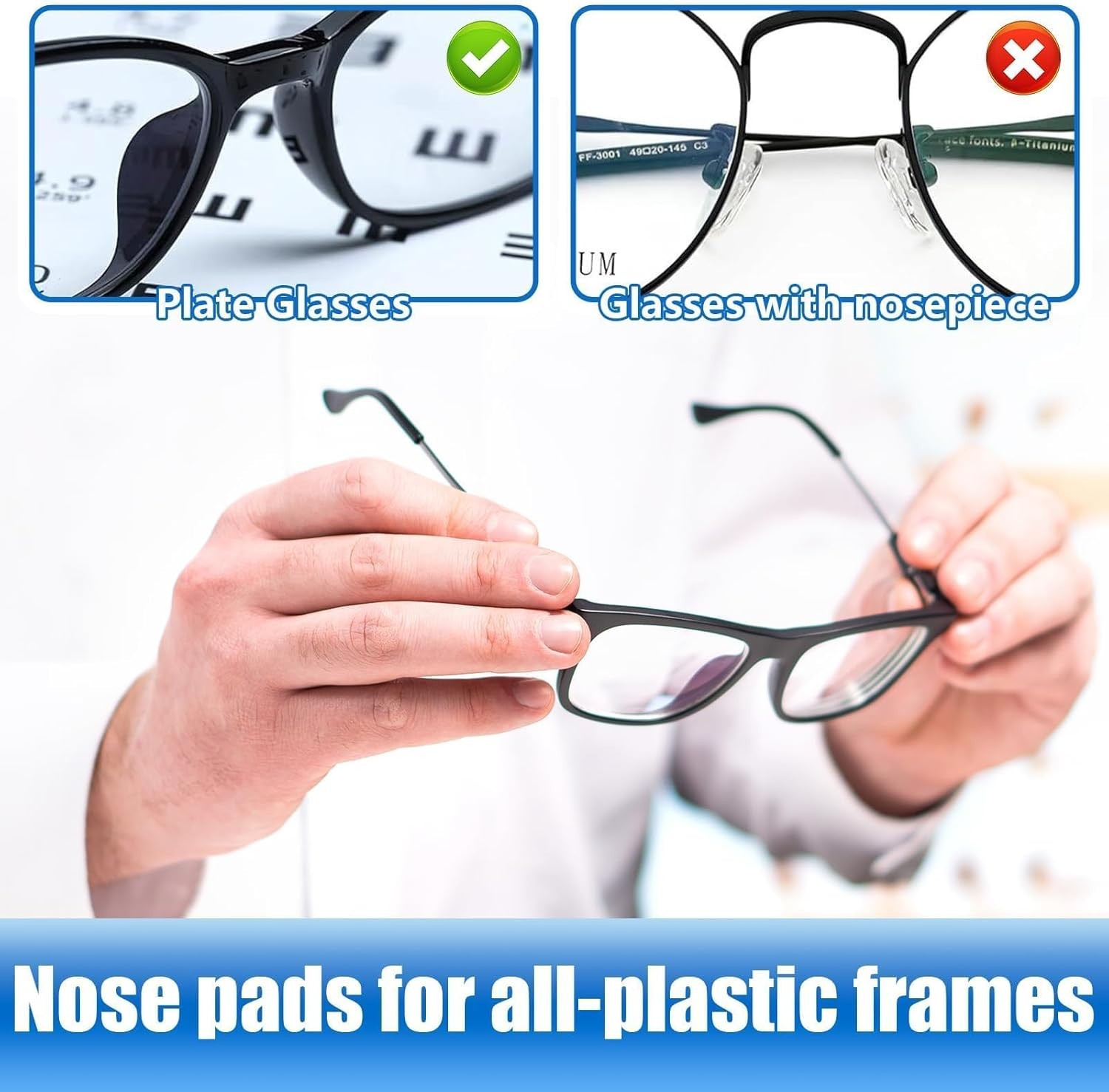 Eyeglass Nose Pads, 10 Pairs Self-Adhesive anti Slip Glasses Nose Pads, Soft Silicone Air Chamber Nose Pads for Replace Nose Pads and Repair Glasses (10 Pairs,Clear) image number 5