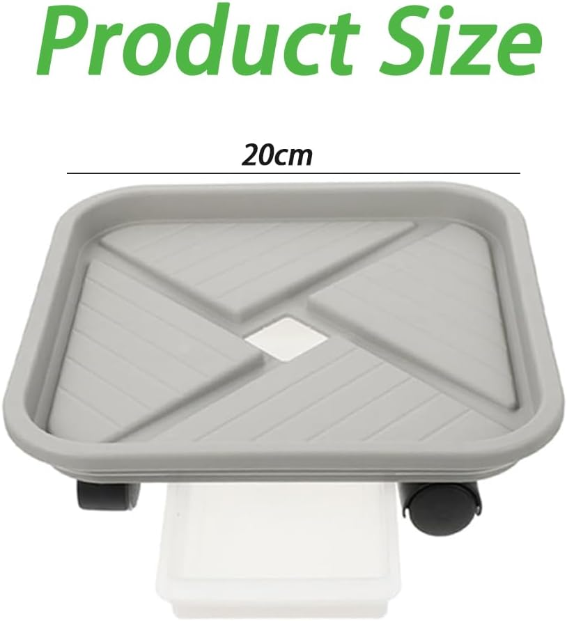 3 Packs Plant Caddy with 4 Wheels and Drainage Tray, Garden Rolling Plant Stand with Wheels, Plant Pallet Dolly for Heavy Duty Planter, Loading Capacity 20 KG (Square) image number 6