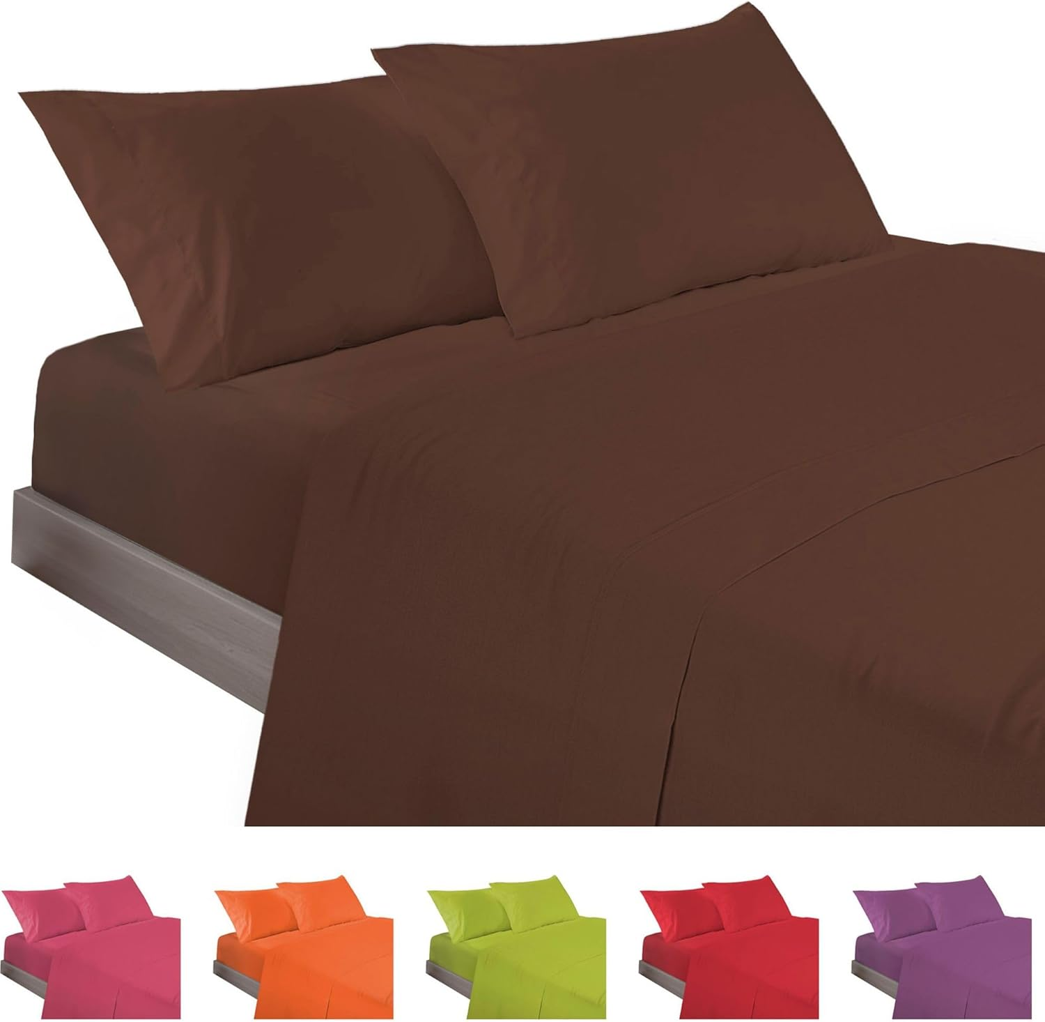 ECOMMERC3 4 Piece Bedding Set for 180 Cm Bed, Fitted Sheet, Duvet Cover and 2 Pillowcases 45 X 100 Cm, White