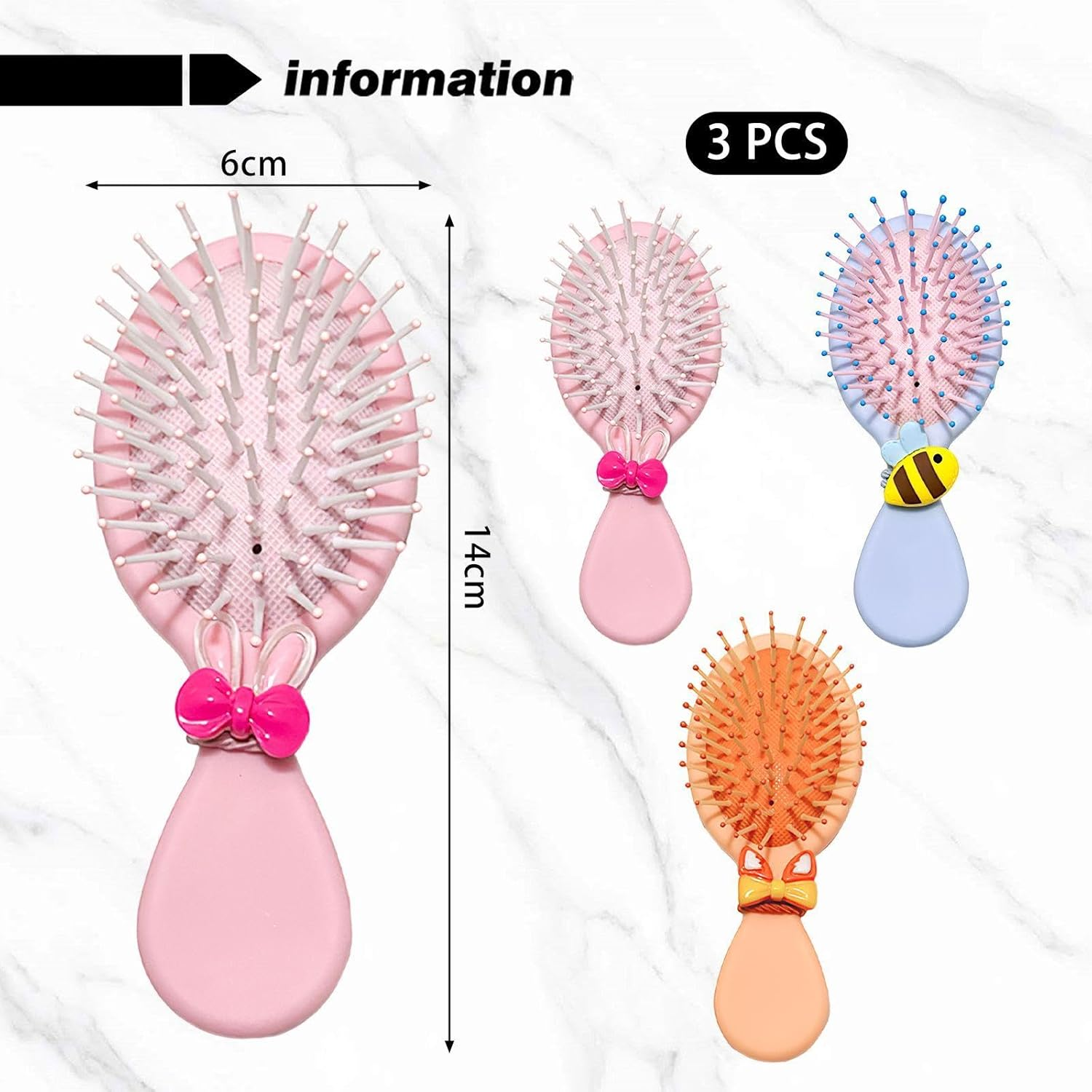 3 Pieces Hair Ropes Air Cushion Comb, Mini Air Cushion Comb, Cute Comb, Massage Comb, Portable Comb image number 2