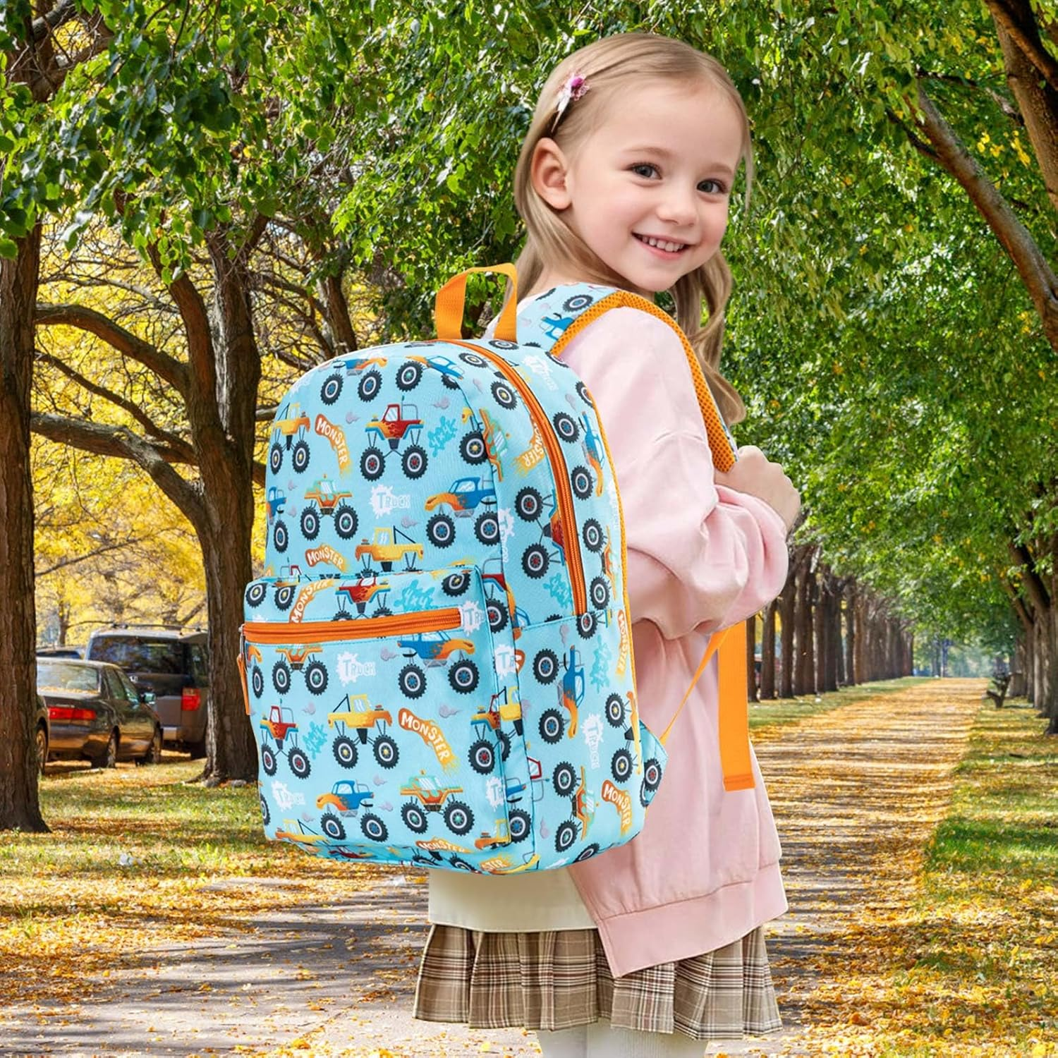 Cute Cartoon School Bag Set,School Backpack Teen Girls Women with Lunch Bag and Pencil Case Water Resistant Bookbag,Students 3-Piece Sets School Bag image number 5