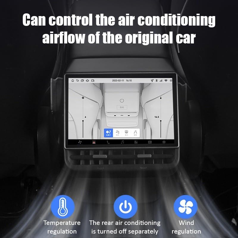 SKEKECIE 8.66 Inch Rear Display Screen Compatible with Tesla Model 3 19-23 & Y19-24, Wifi. Android 13 Supports HD Movie Watching,4+64G,8-Core, Supports Seat Adjustment and Rear Air Conditioning image number 4