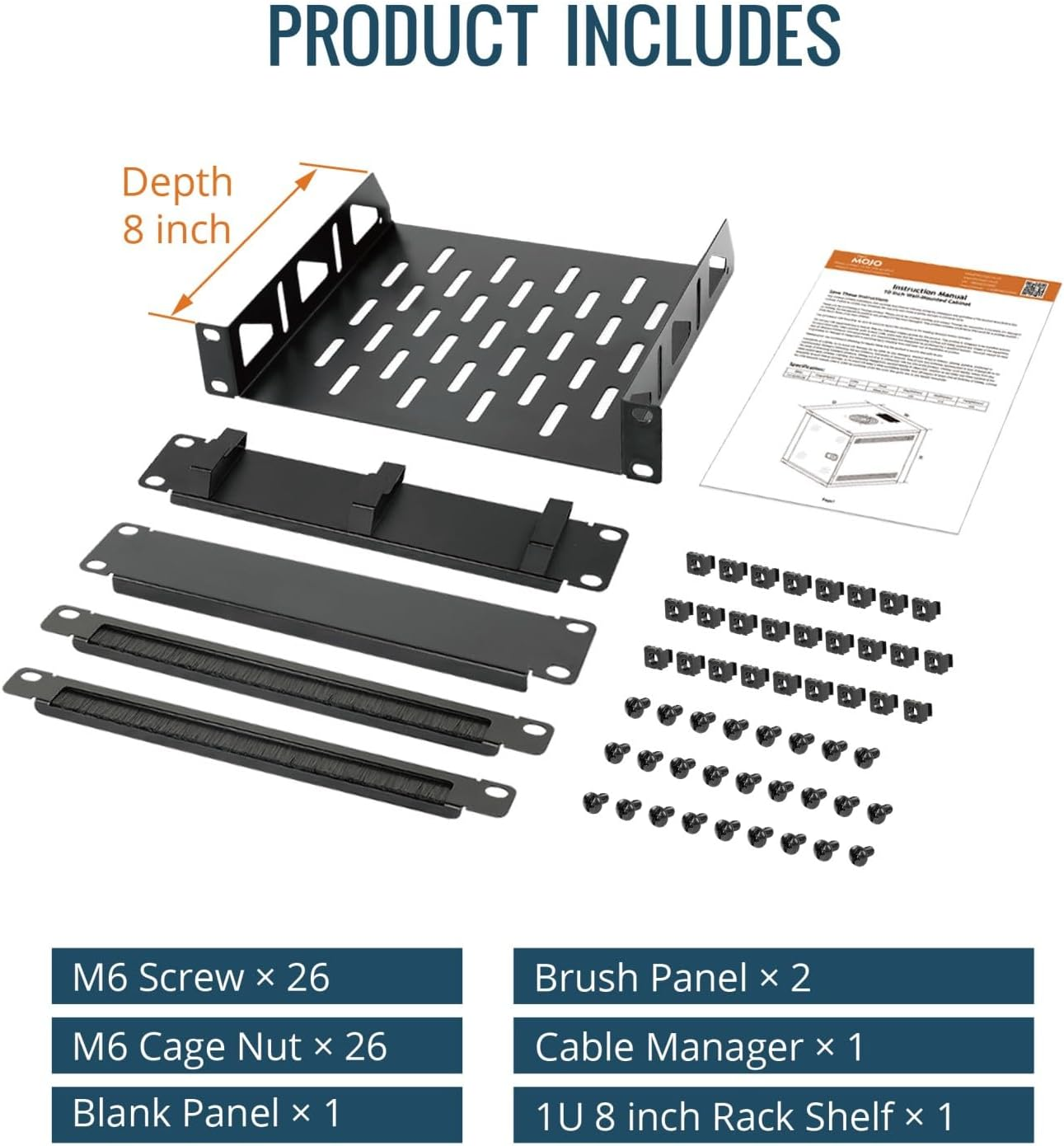 Tecmojo 6U Server Cabinet Wall Mount 10 Inch 330Mm Depth Network Cabinet with Rack Shelf, Brush Panels, Cable Organizer for Small Av/It/Data Devices, 50Kg Capacity, Glass Door