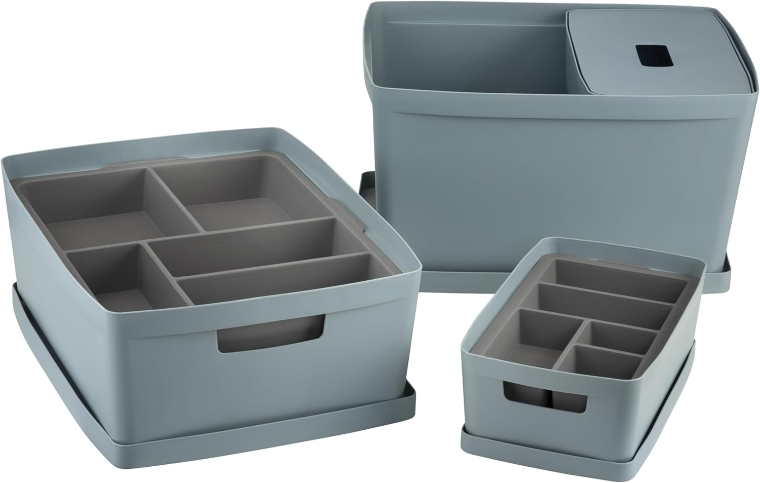 IDEA HOME FLEXISTORE Storage Box 5L &ndash; Durable Organizer with Lid and Handles &ndash; Unbreakable Plastic &ndash; Denim Blue Storage Container for Home and Office image number 6