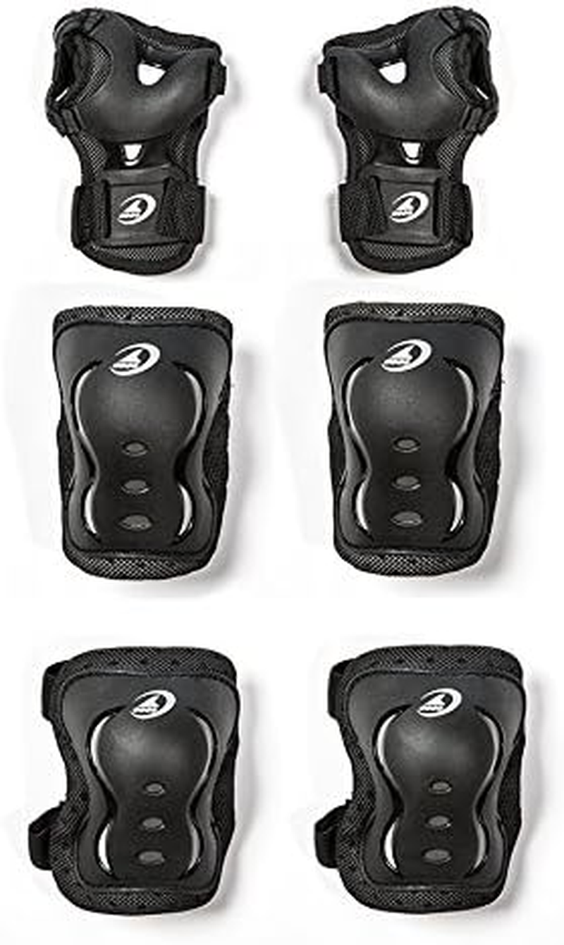 Rollerblade Bladegear XT Junior 3 Pack Protective Gear, Knee Pads, Elbow Pads and Wrist Guards, Multi Sport Protection,Youth, Black