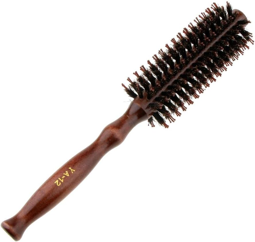 Yuksok Stylish Wooden Handle round Hairbrush for Easy Styling and Drying, 12 Rows