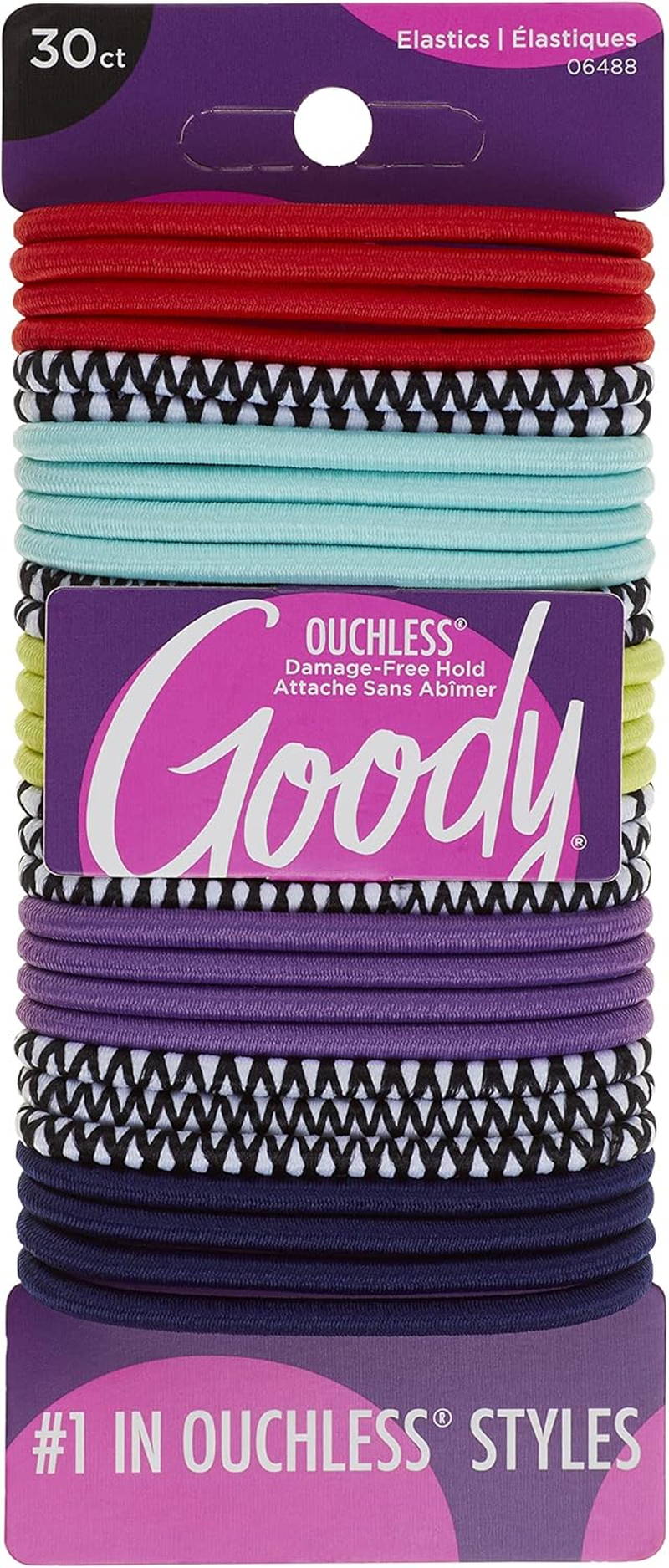 Goody Ouchless Hair Ties, Damage-Free Hold, 4MM Hair Elastics, Hair Styling Accessories for Women, All Hair Types, Black - 30 Ct