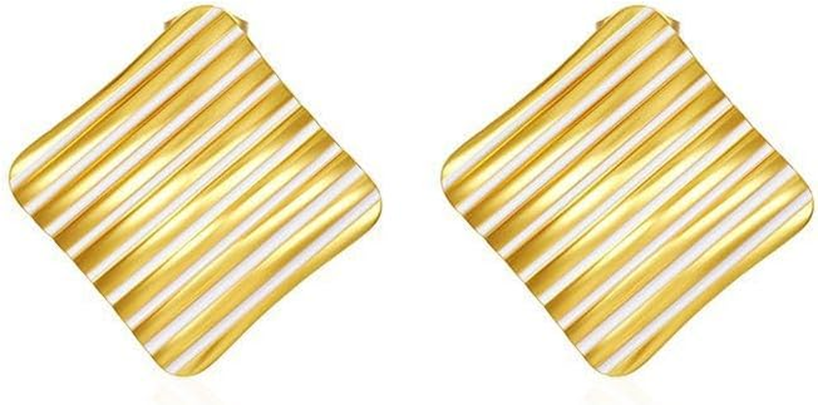Staticlotus Internet Celebrity Square Stripe Rectangular Stripe Red Stainless Steel Earrings 18K Gold Ins Wind Explosion Earrings
