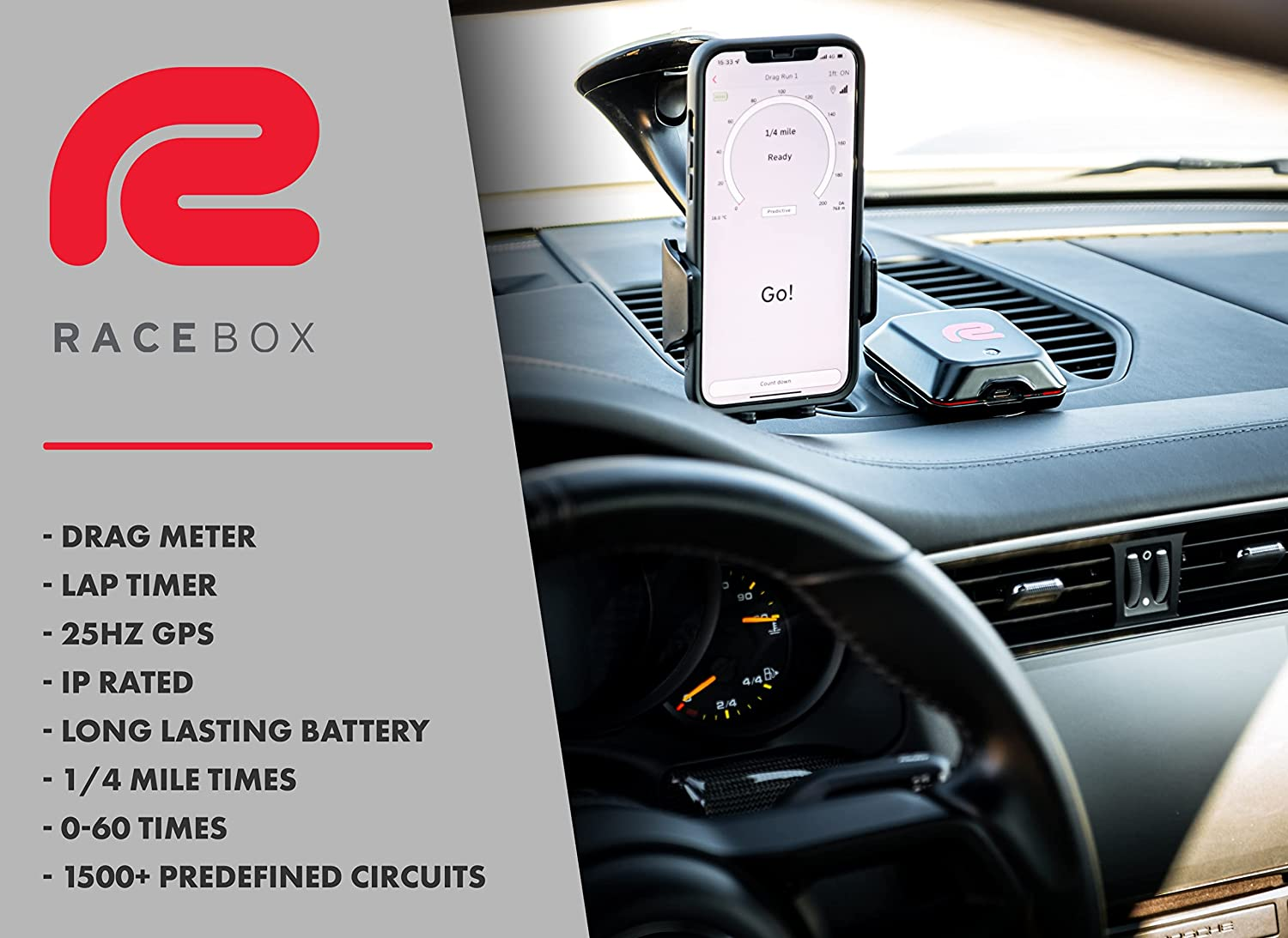 Racebox Mini GPS Based Performance Meter Box 25Hz - Car and Motorcycle Lap Timer and Drag Meter with Mobile App - Vehicle Racing Timing System image number 3