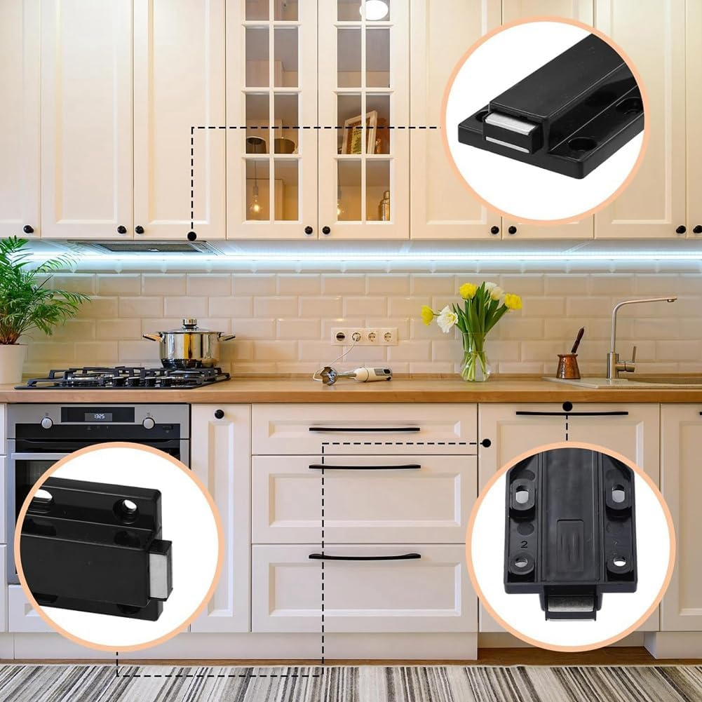 Aribrnten 8 Pack Magnetic Push Latch Touch Latch Heavy Duty Push to Open Cabinet Hardware Black image number 1
