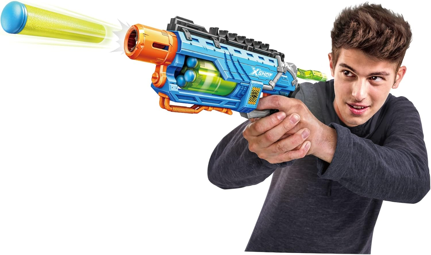 X-Shot 4869-2022 Attack Dino Striker Foam Blaster (6 Medium Egg, 48 Darts), Blue, 2 Pack image number 1