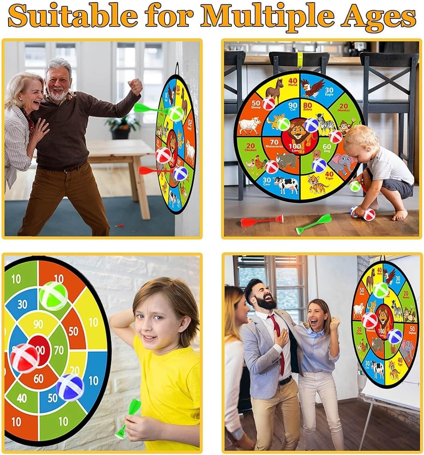 Dart Board with Balls for Kids 3-5： 29" Large Double-Sided Board Games Toys for Kids Ages 4-6 8-12 - Indoor Outdoor Activities Party Games - Birthday Gifts for 3 4 5 6 7 8 9 11 12 Year Old Boys Girls image number 5