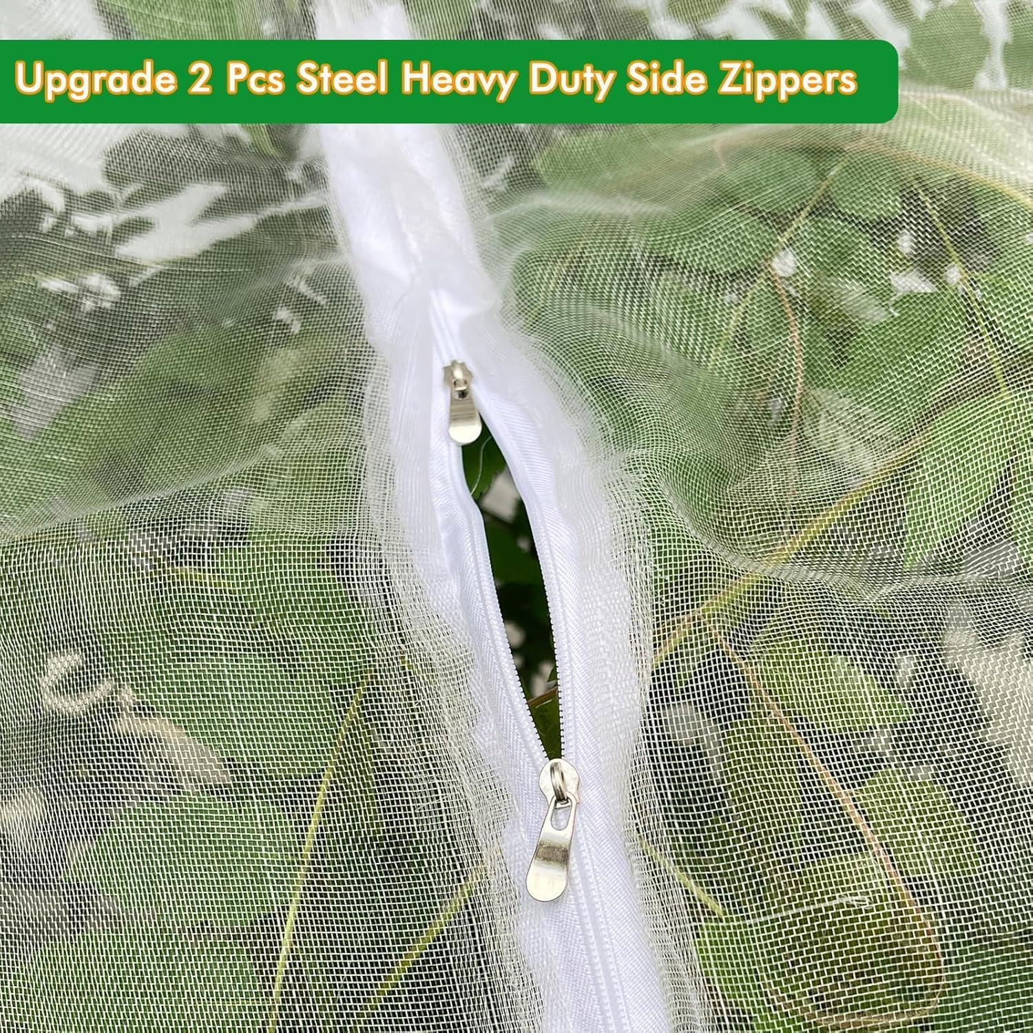 Plant Protection Net Bag with Double Zippers, 2 Pack1.9*2.1M Fruit Tree Netting, Insect Bird Barrier Mesh, Garden Bug Netting Plant Cover Protection for Blueberry,Citru,Flower,Preventing Deer,Squirrel image number 6