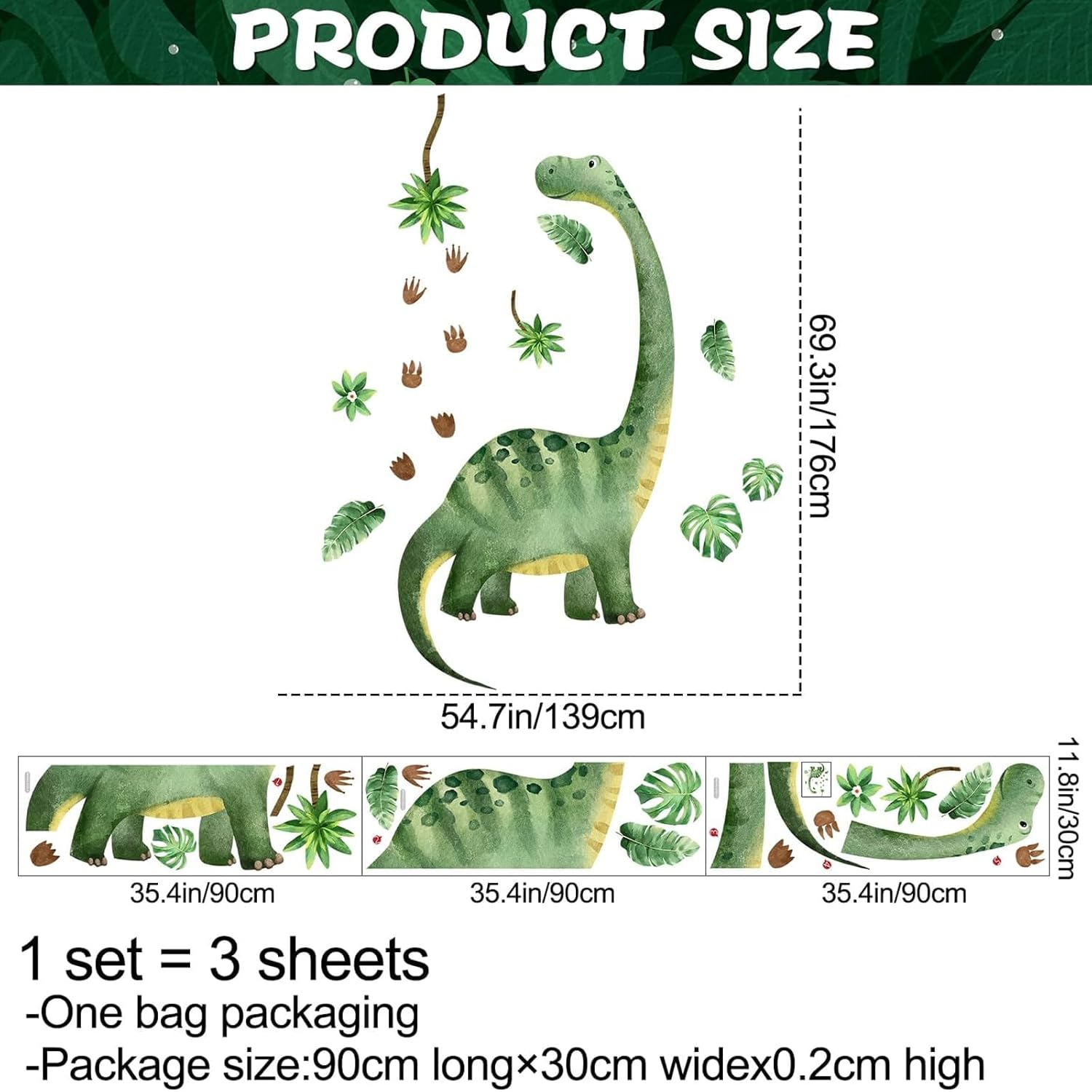Weidllys Large Dinosaur Wall Decals for Boys Bedroom Dino Footprints Wall Stickers Peel and Stick Baby Toddler Kids Room Wall Decor Murals for Nursery Daycare Classroom Decoration image number 4