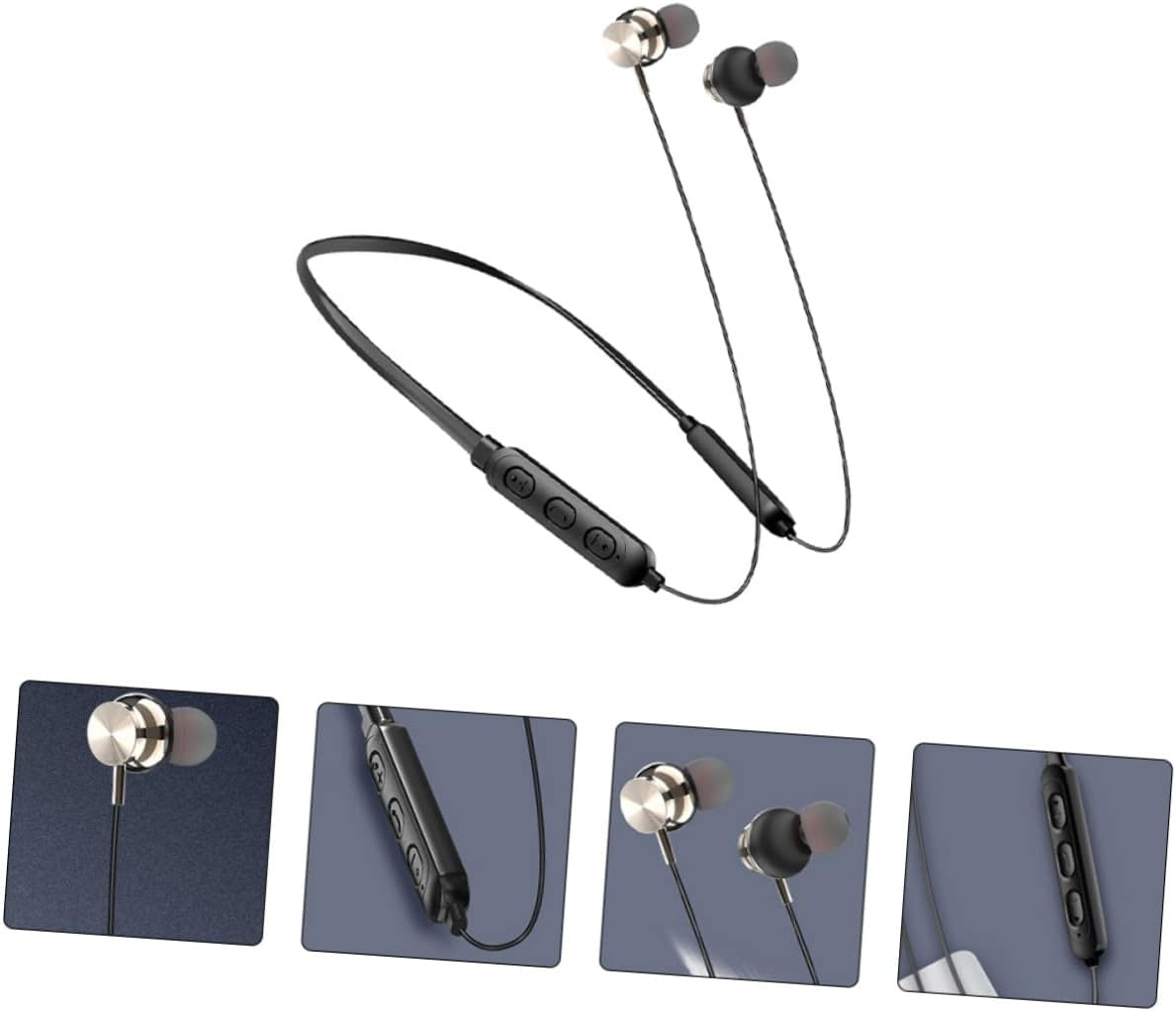 COHEALI Neck Hanging Earphones 5.0 Waterproof Wireless Headset Magnetic In-Ear Buds Stereo Sports Earphones for Running Fitness Black image number 3