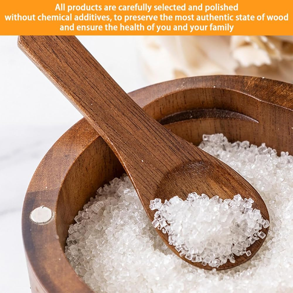 Wooden Salt Cellar,Salt Cellar with Spoon and Magnetic Swivel Lid,Kitchen Seasoning Bottle,Salt Box Storage Seasoning Jar,Salt Container Holder,For Seasoning Storage