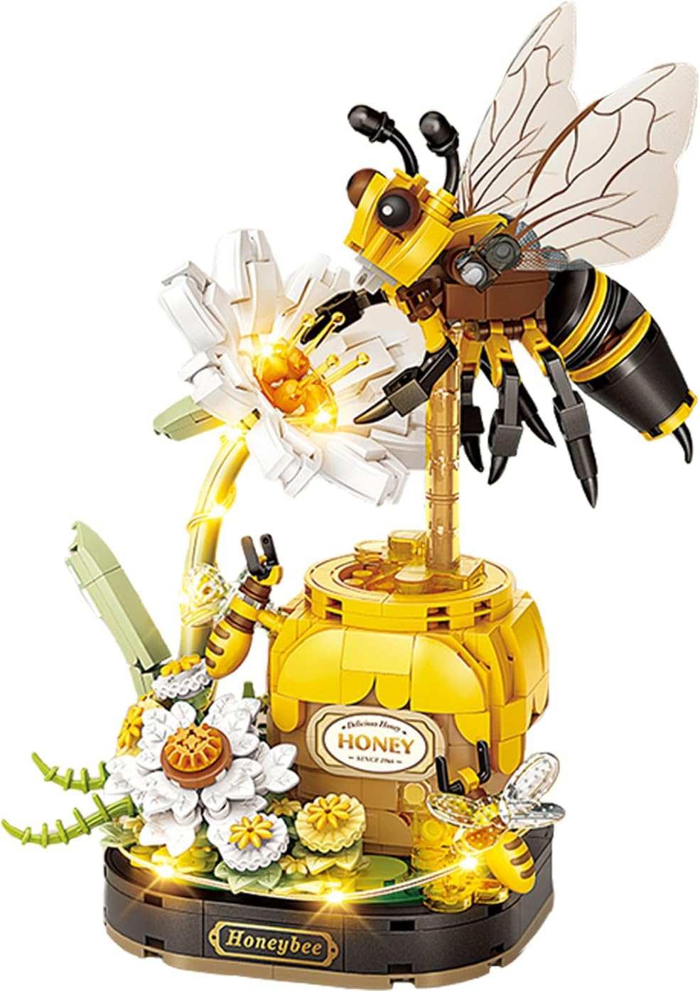 Insect Botanicals Micro Building Blocks Series with Strand and LED Light, Botanical Desk D&eacute;cor | STEM Model Kit for Adults & Teens (Honeybee) image number 4