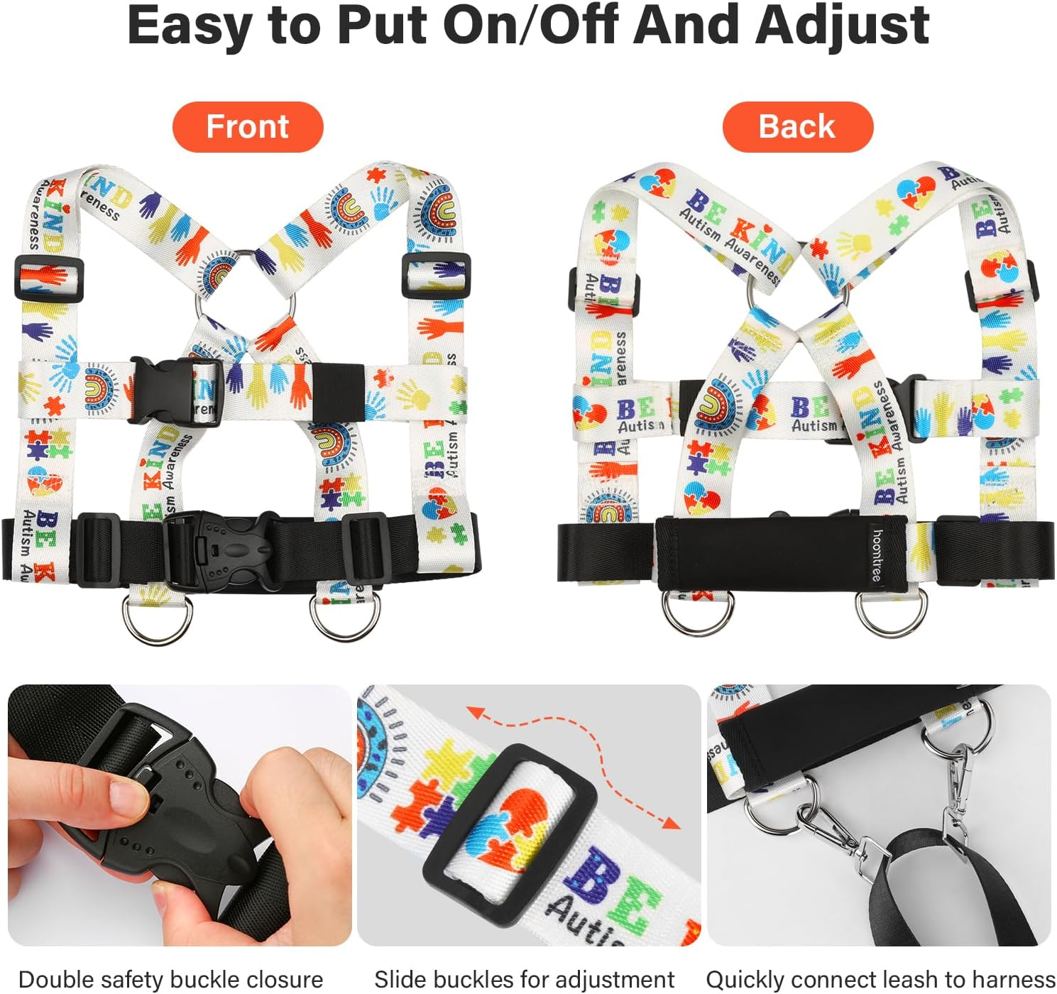 Safety Walking Harness and Leash for Autism & Special Needs Kids Ages 6-12 with Easy-Adjust Tether + Emergency Grab Handle for Wandering Prevention & Calm Outdoor Adventures image number 6