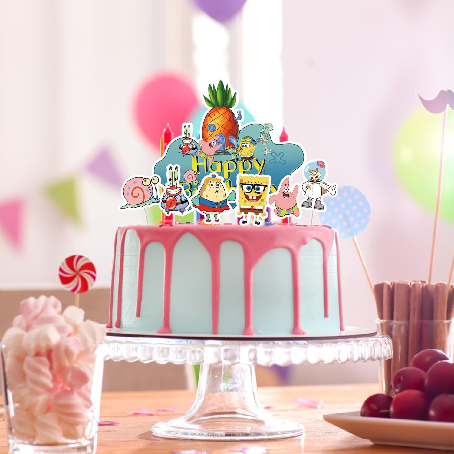 Sponge Cake Decoration 49 Pieces Cake Decoration Cake Topper Cupcake Topper for Children, Girls, Boys, Birthday Cake Decoration image number 4