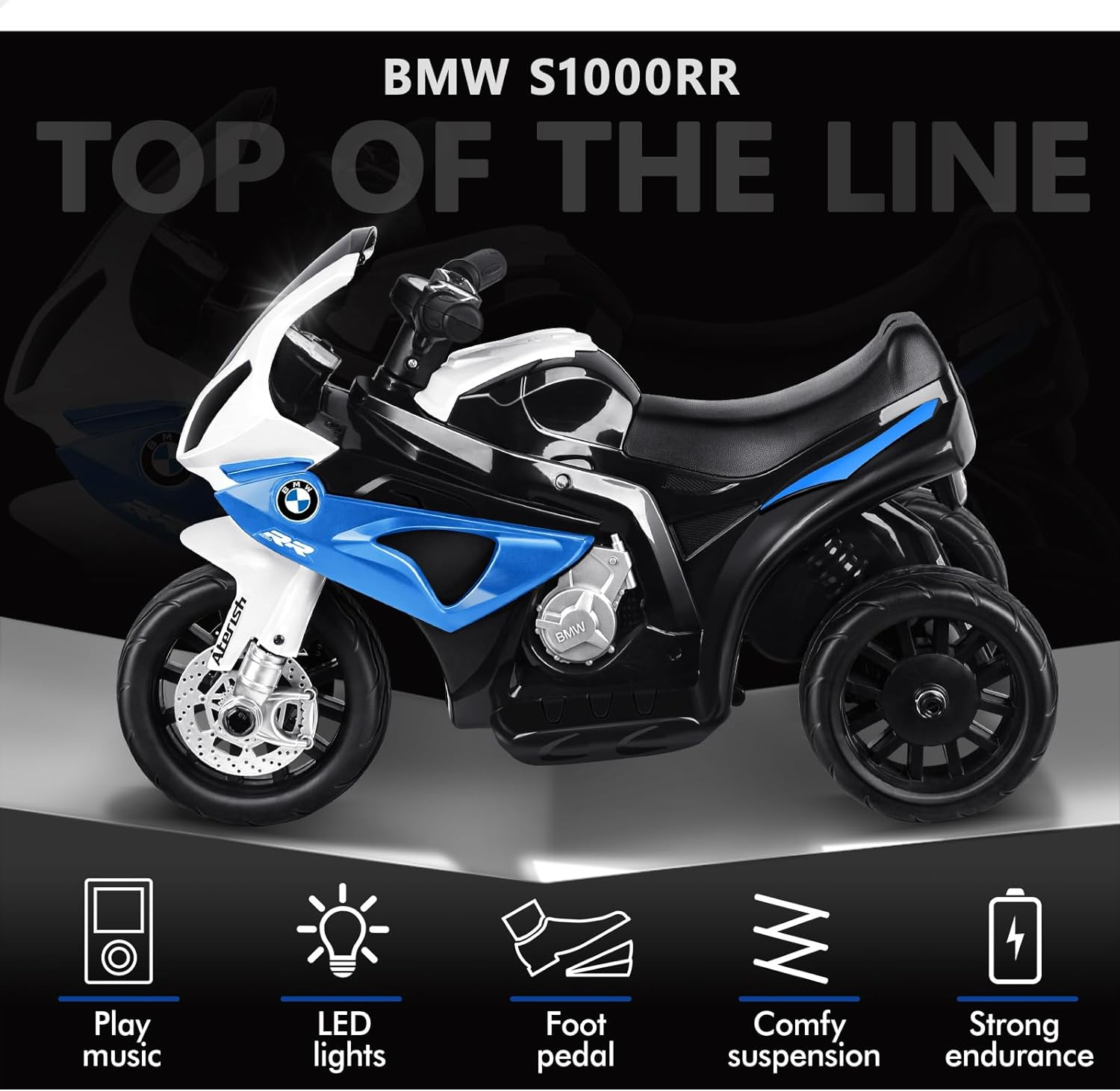 ALFORDSON Kids Ride on Car Motorbike 6V Eletric Motor, Toy Car with Music Player & Brilliant LED Headlights Tail Light, Ride-On Motorcycle Design Toy Vehicle for Toddler, Blue