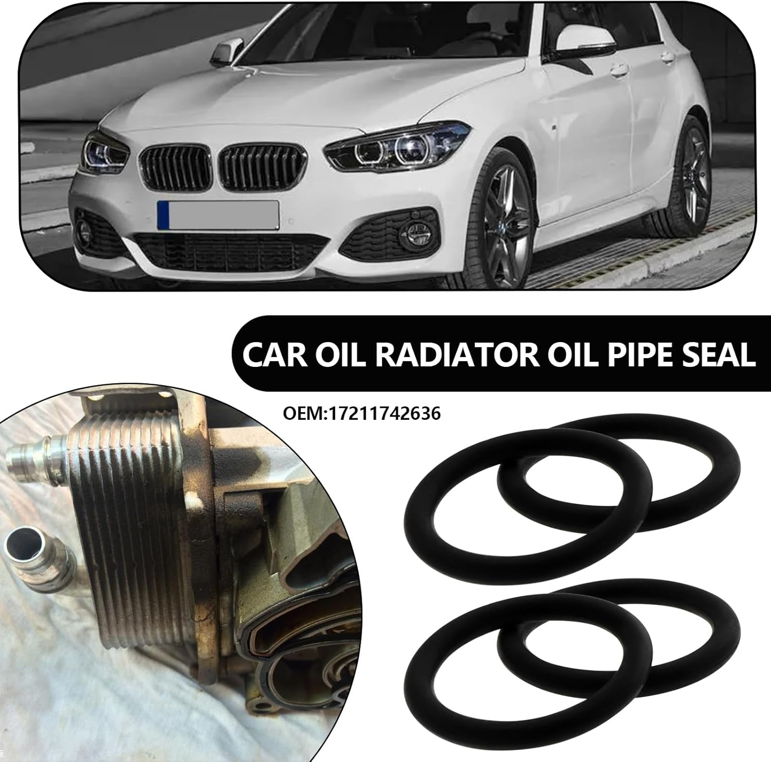 LT Easiyl 10Pcs Car Radiator Seal Ring Gearbox Oil Cooler Line Pipe Seal Ring Fluoror Rubber Seal O Ring 17211742636 Compatible with BMW E31 E36 E38 image number 5