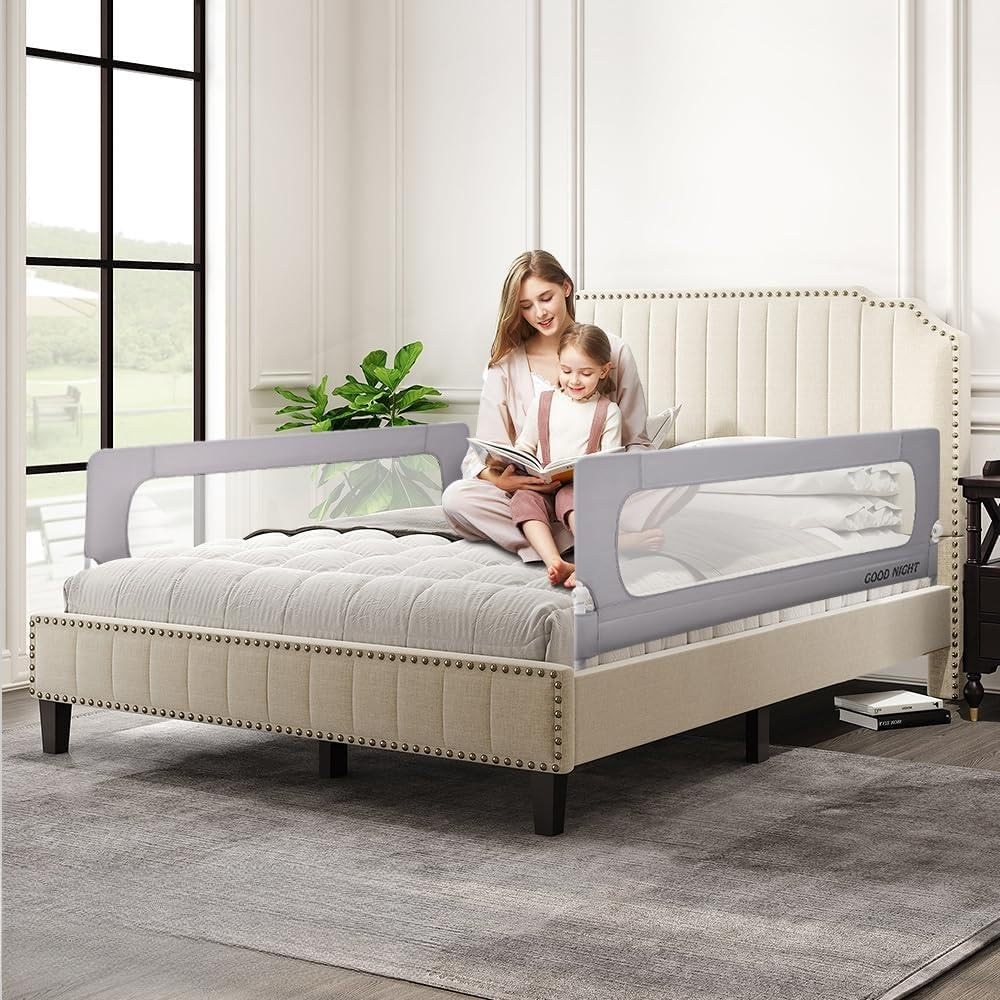 Playpals Toddler Bed Rail Guard, Extra Long Height-Adjustable Folding Bedside Barrier for Kids, Crib-Safe Design, Fits Queen, Full, Twin, King Beds (1 Piece, 200Cm X 72Cm/85Cm) image number 4