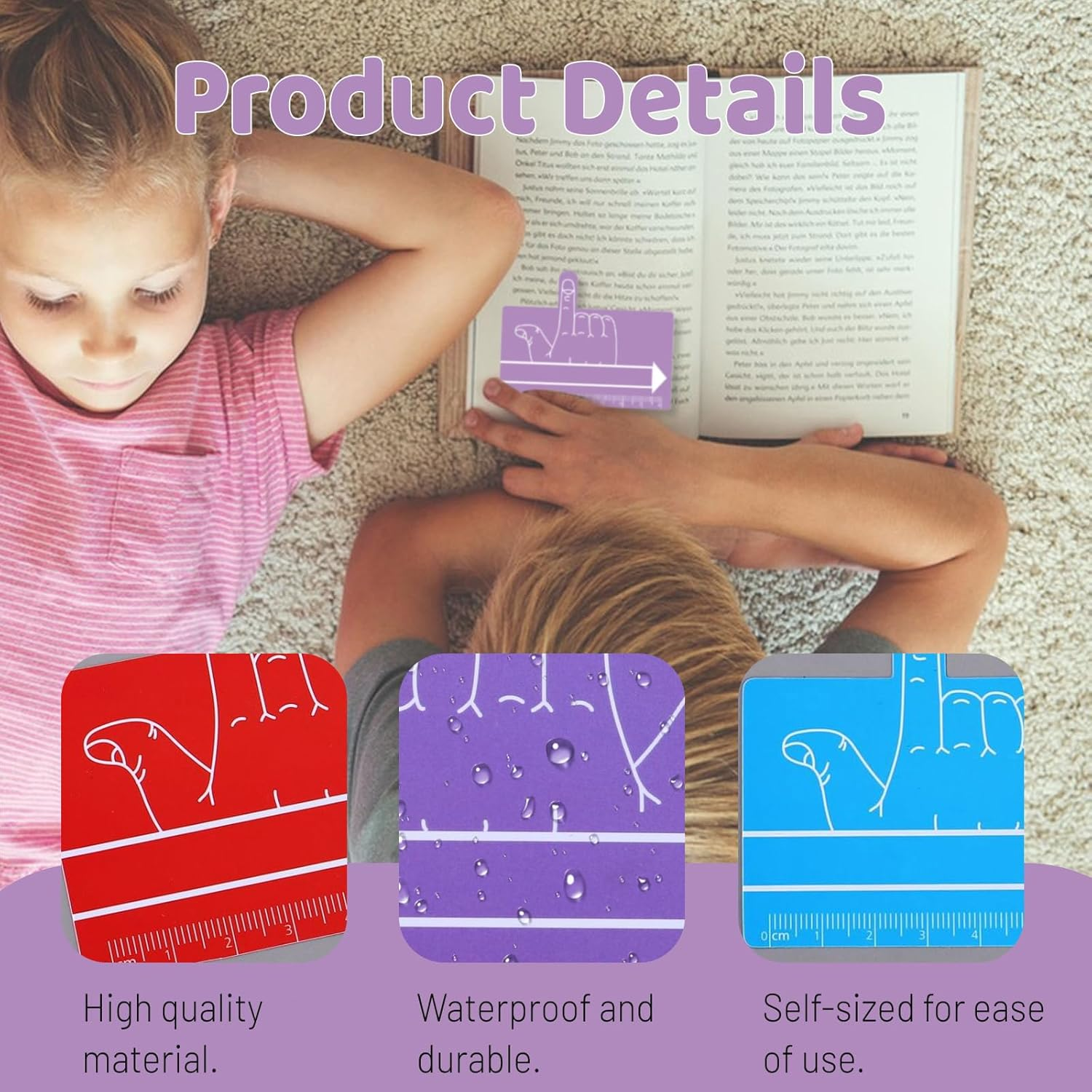 Bagentry 8 Pcs Finger Spacers for Writing with Guided Reading Strips, One Finger Spacer Handwriting Tool, Word Spacing Tool Dyslexia Aid Bookmark for Home Classroom School Supplies (8 Colors) image number 6