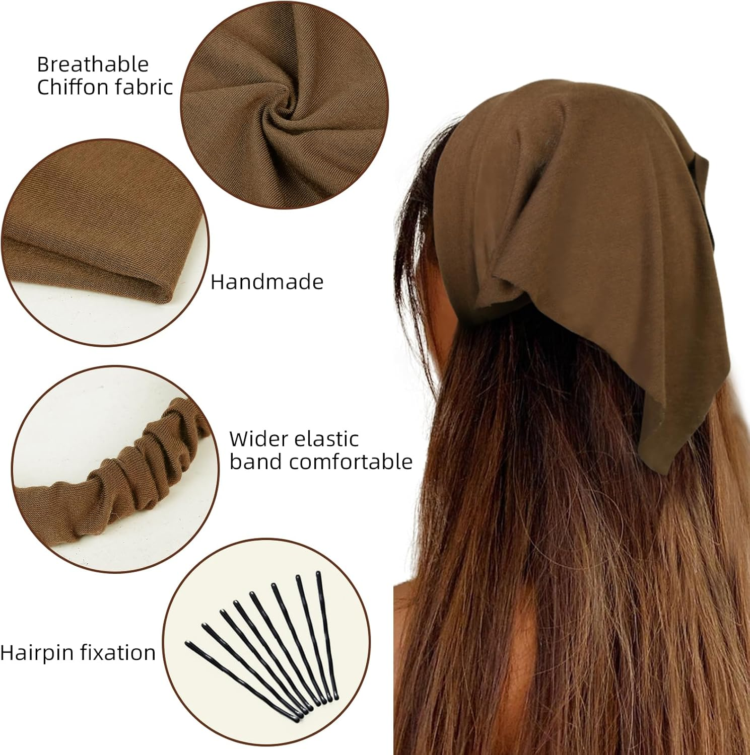 WOVOWOVO 8 Pack Large Scarf Headbands for Women image number 3