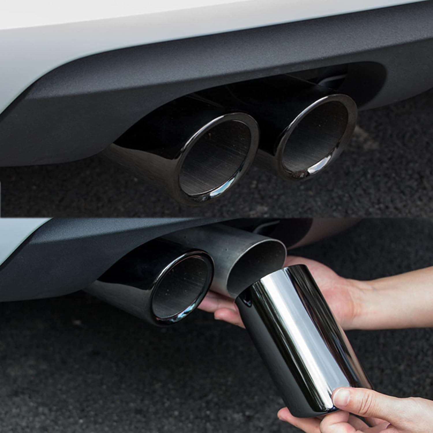 Dsycar Chrome Plating Stainless Steel Car Exhaust Muffler Tip Pipes Covers for Audi A1 Q3 A4L Q5 A3 TT Black image number 2