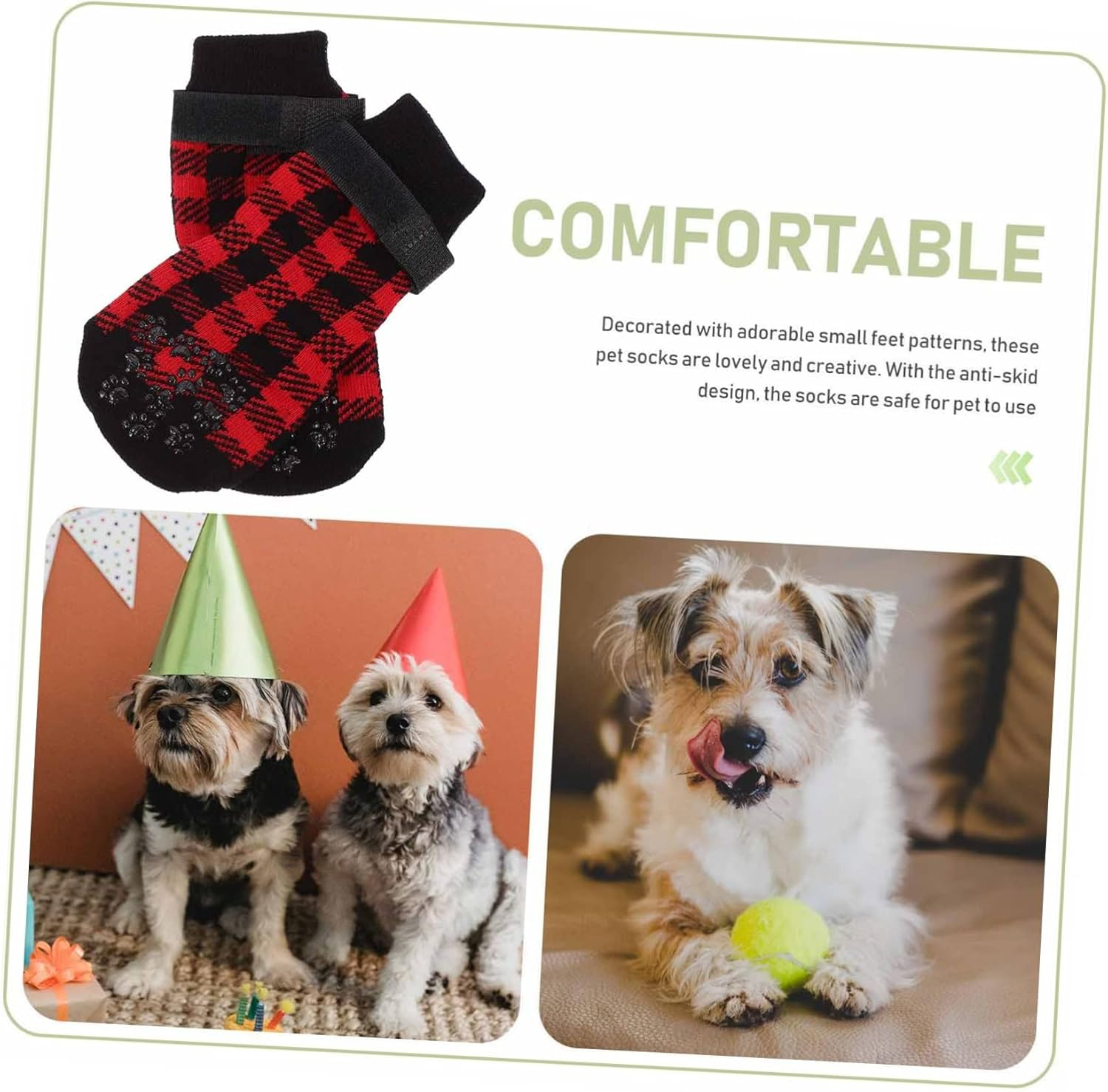 4Pcs Christmas Themed Warm Pet Socks for Dogs Non Slip Footwear for Indoor Use image number 3